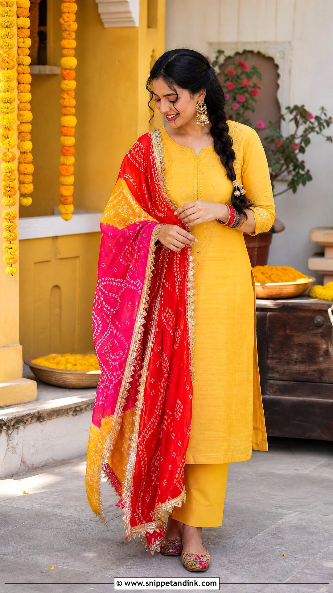Yellow Bandhani Suit for Haldi Ceremony - Snippet and Ink - 20 Suit for Haldi Ceremony Ideas