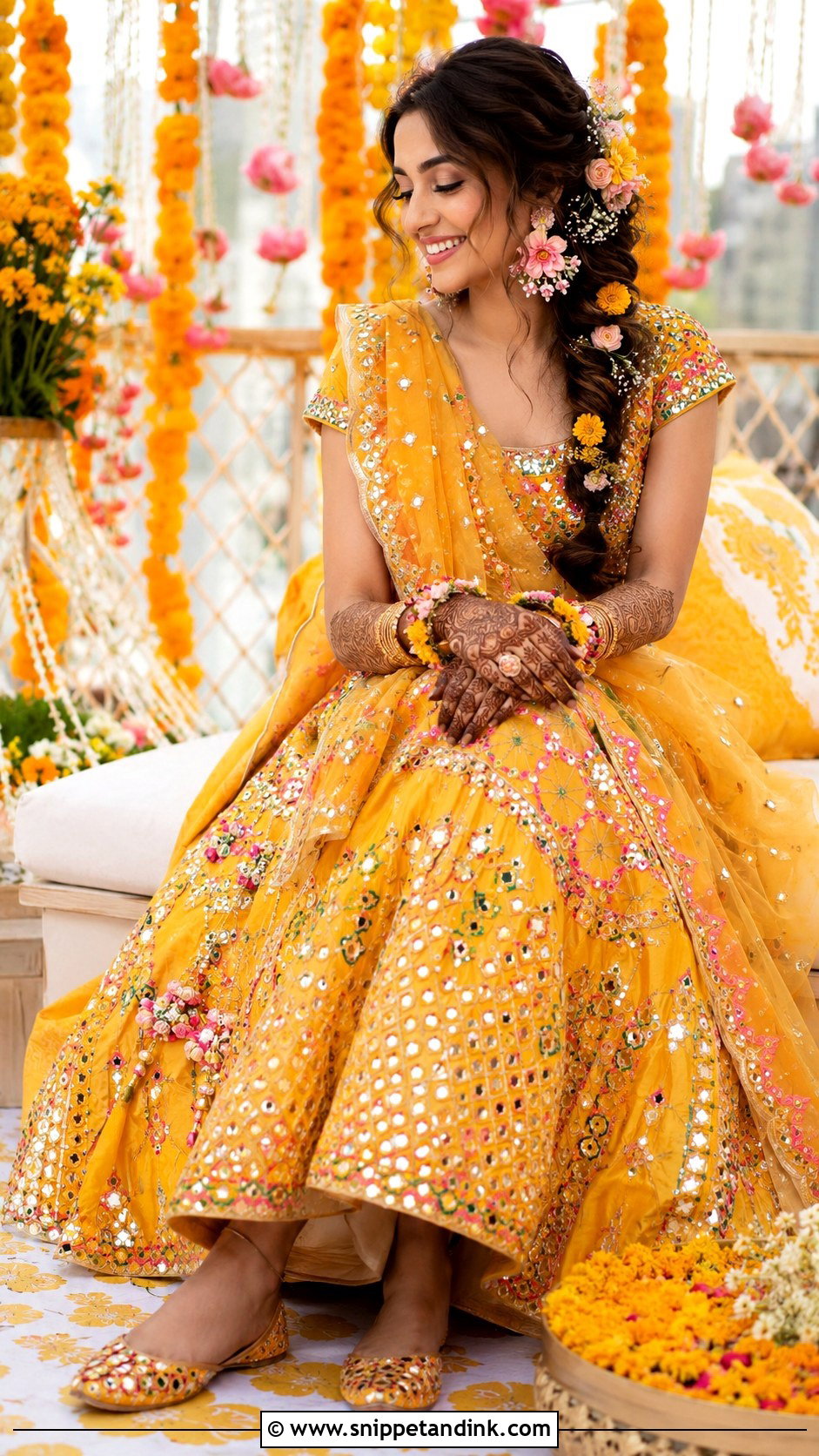 Yellow Bollywood Bridal Mehendi Lehenga - Snippet and Ink - 20 Bollywood Bridal Ideas