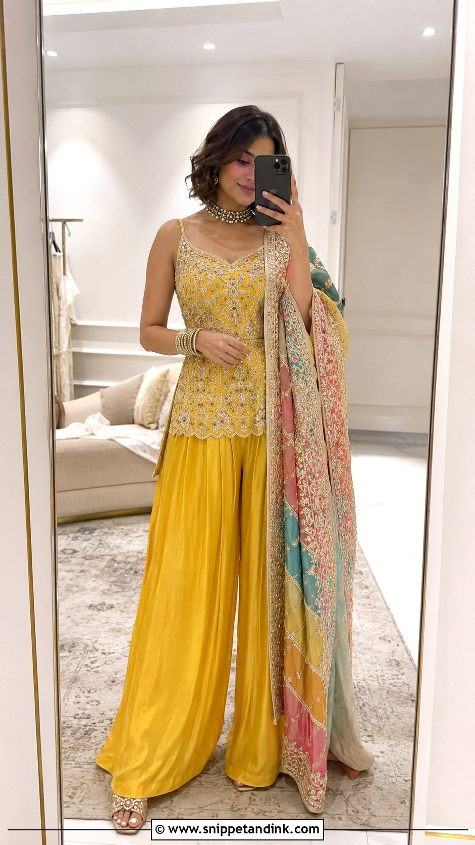 Yellow Bridal Co Ord Set With Statement Dupatta - Snippet and Ink - 20 Yellow Bride Ideas