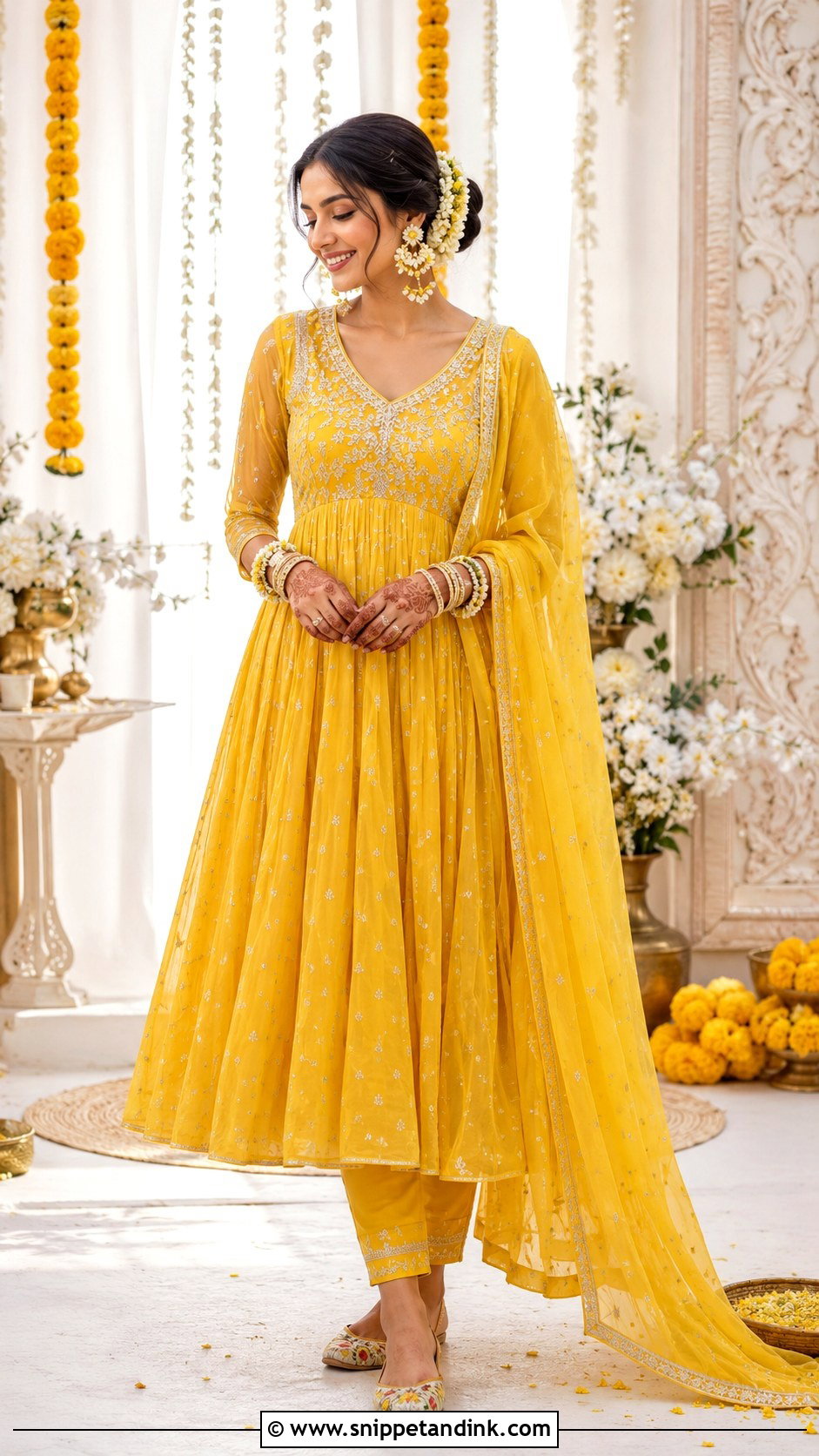 Yellow Bridal Haldi Anarkali - Snippet and Ink - 25 Bridal Haldi Dress Ideas