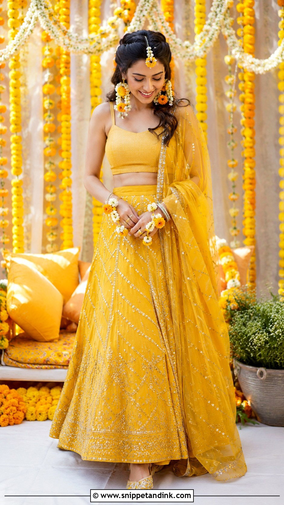Yellow Bridal Haldi Cape Lehenga - Snippet and Ink - 25 Bridal Haldi Dress Ideas