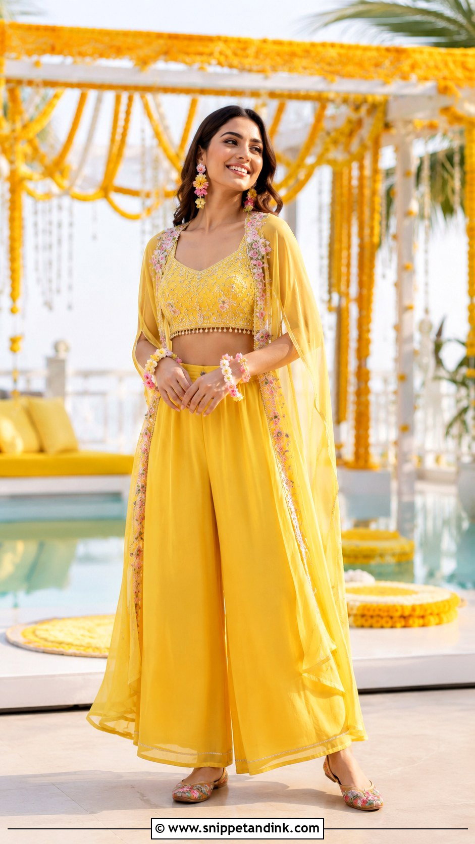 Yellow Bridal Haldi Co Ord Set - Snippet and Ink - 25 Bridal Haldi Dress Ideas