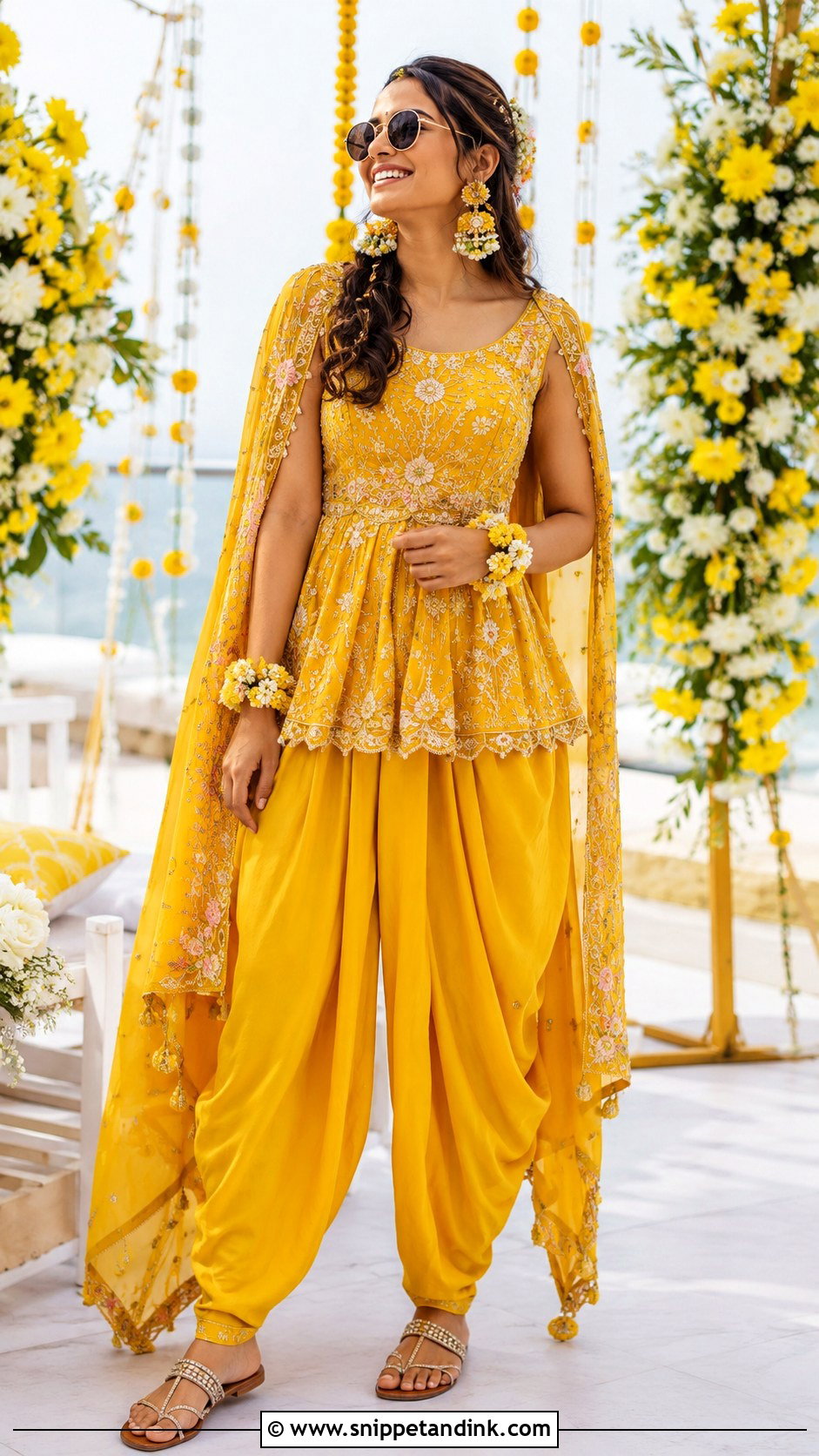 Yellow Bridal Haldi Dhoti Set - Snippet and Ink - 25 Bridal Haldi Dress Ideas