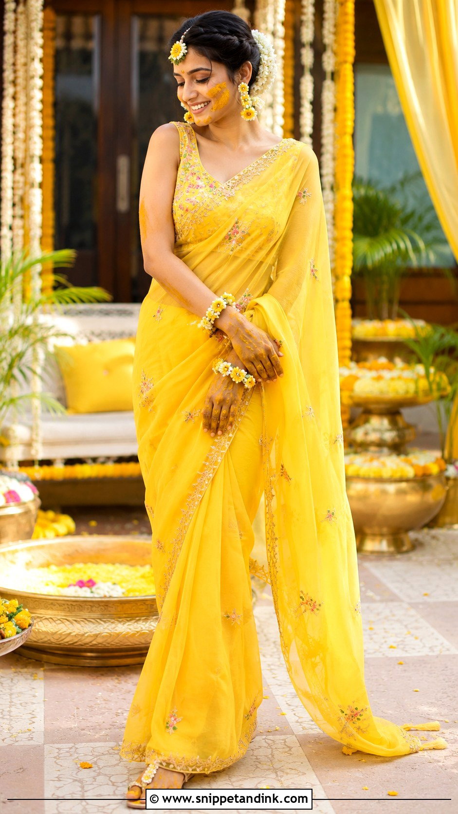 Yellow Bridal Haldi Saree - Snippet and Ink - 25 Bridal Haldi Dress Ideas