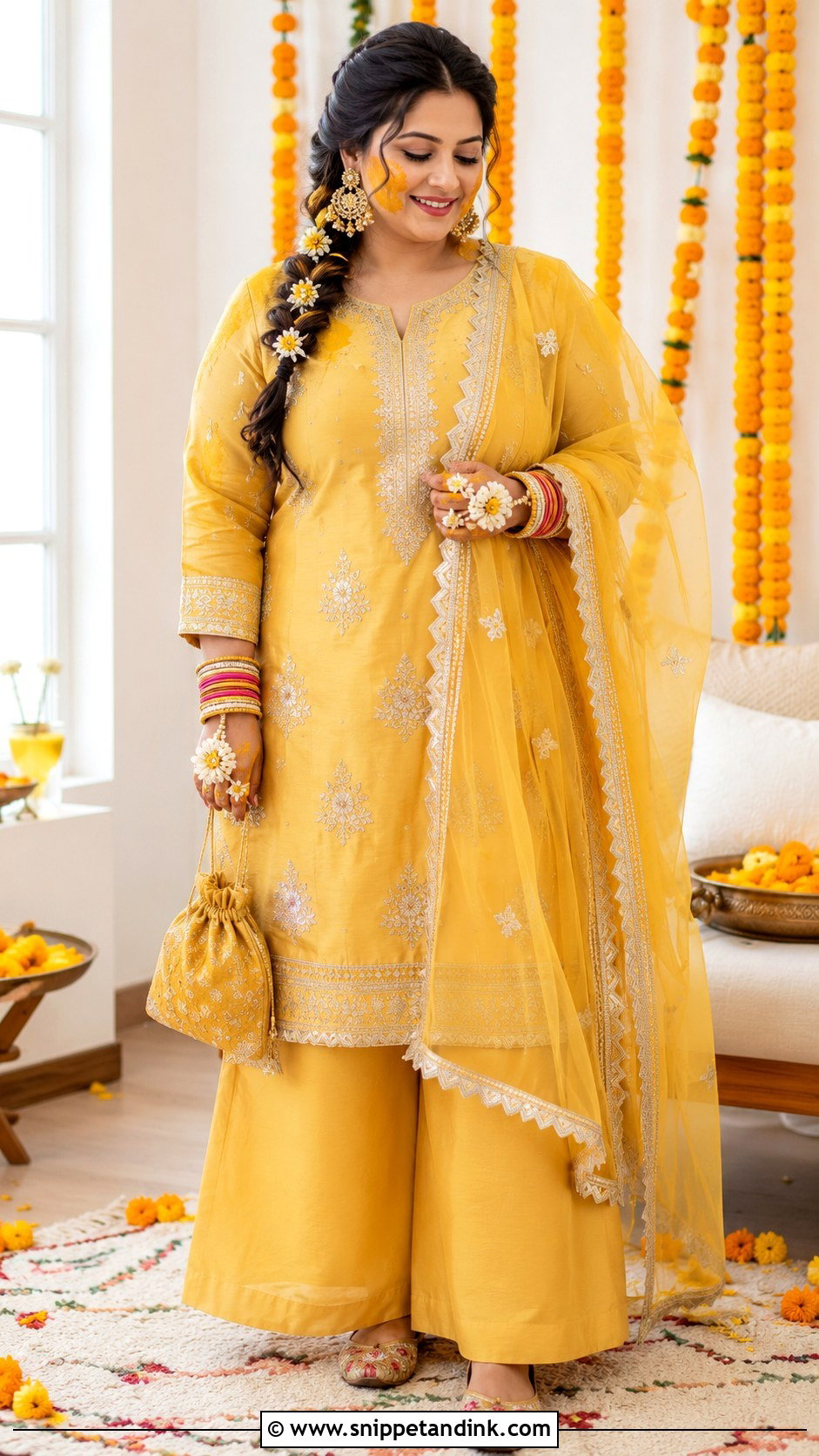 Yellow Bridal Kurta With Palazzo Pants - Snippet and Ink - 20 Yellow Bride Ideas