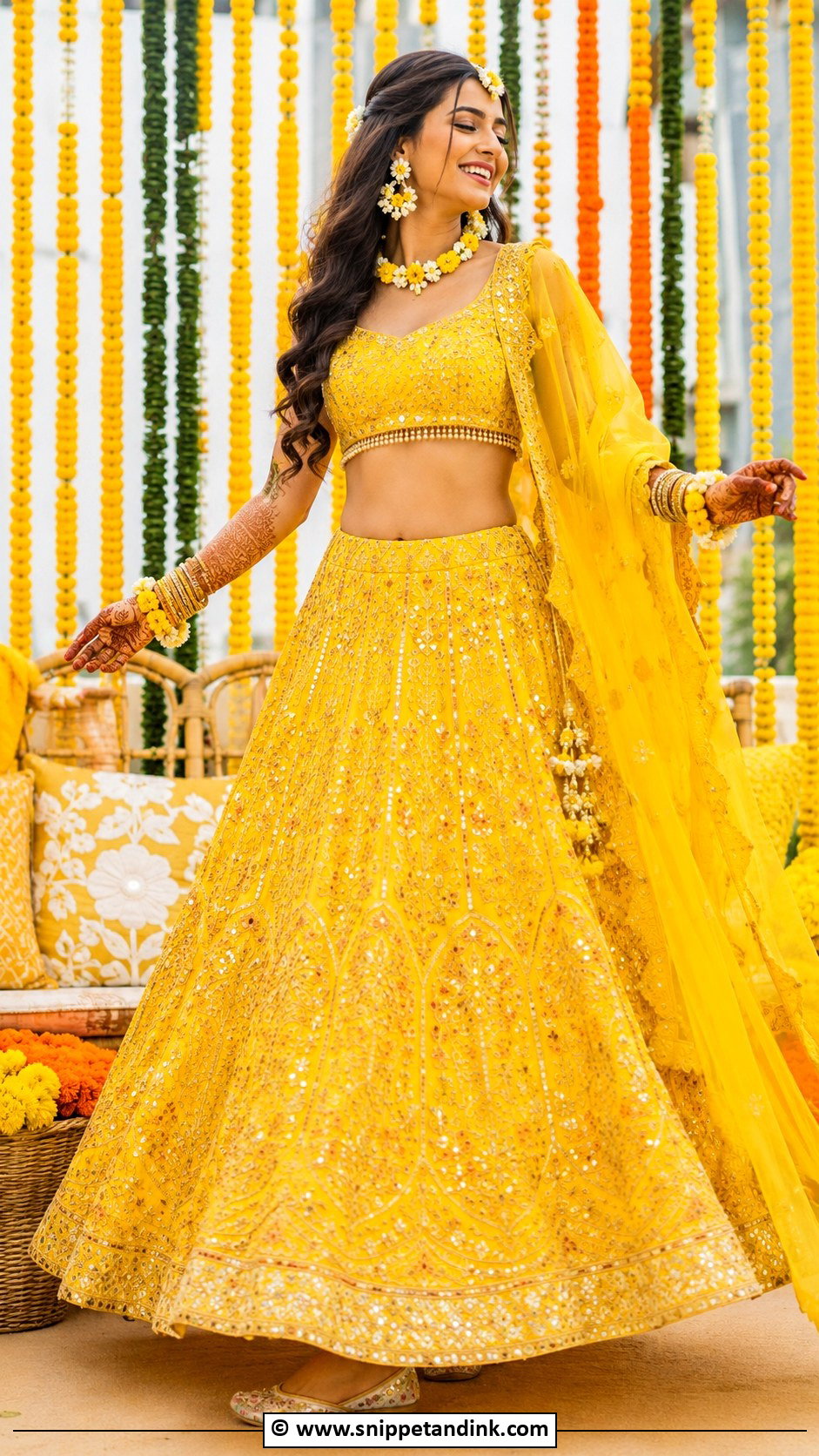 Yellow Bridal Lehenga For Mehandi - Snippet and Ink - 30 Mehandi Outfits Brides