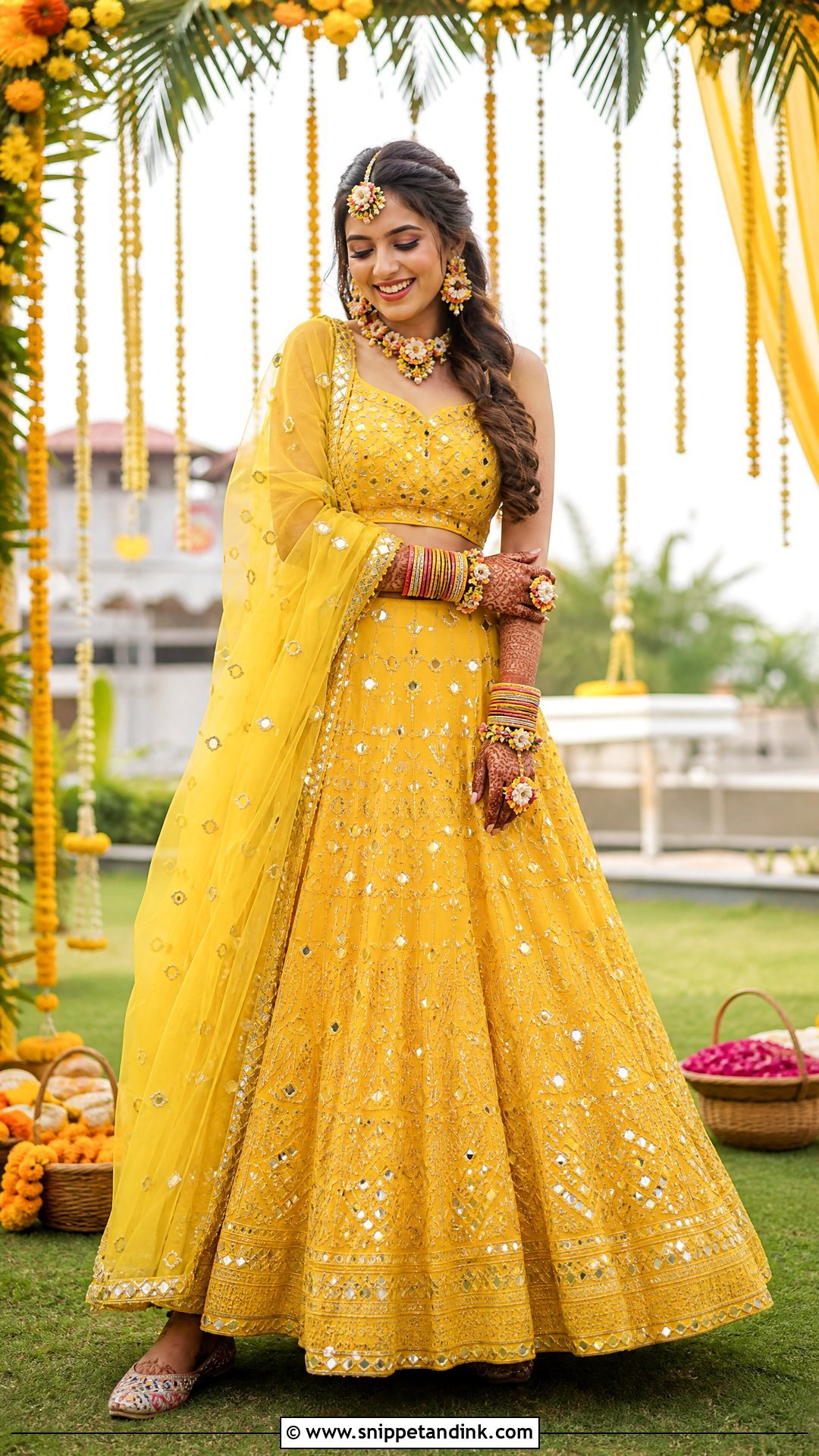 Yellow Bridal Mehendi Lehenga - Snippet and Ink - 20 Bridal Mehendi Outfit Ideas