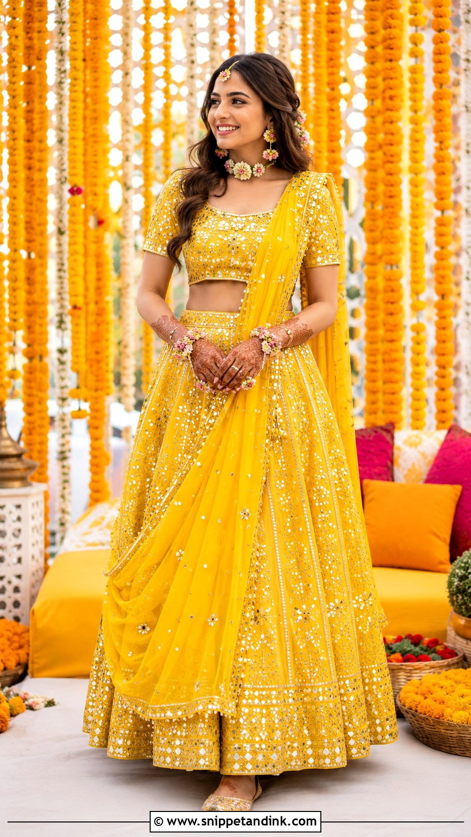 Yellow Bridal Mehendi Lehenga - Snippet and Ink - 25 Mehendi Outfit Ideas for Bride