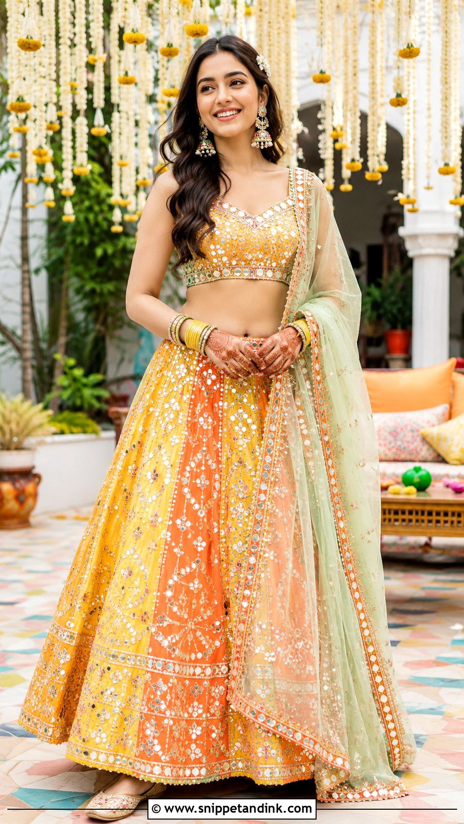 Yellow Bridal Mehndi Lehenga - Snippet and Ink - 25 Bridal Mehndi Dresses