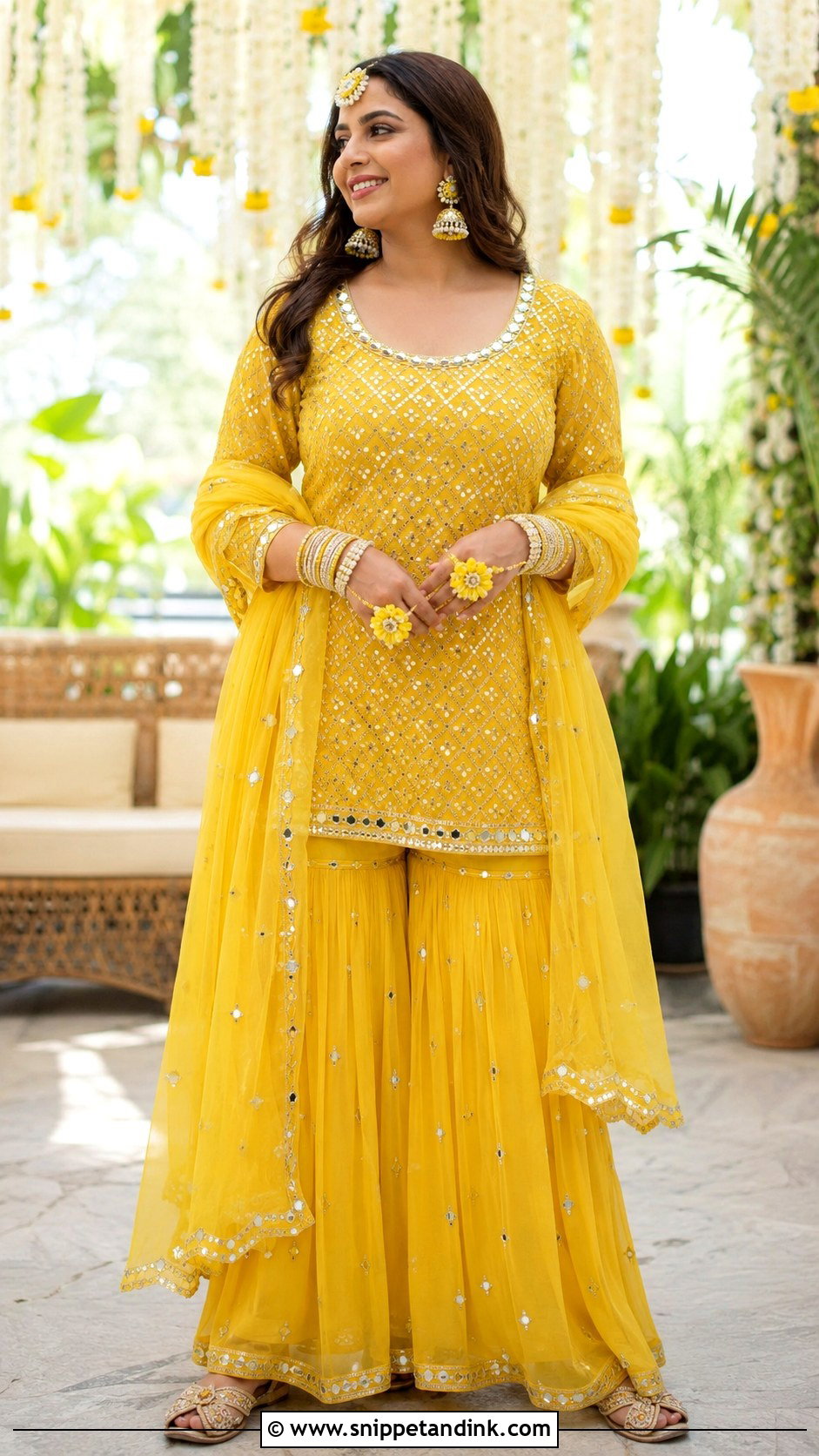 Yellow Bridal Sharara With Short Kurti - Snippet and Ink - 20 Yellow Bride Ideas