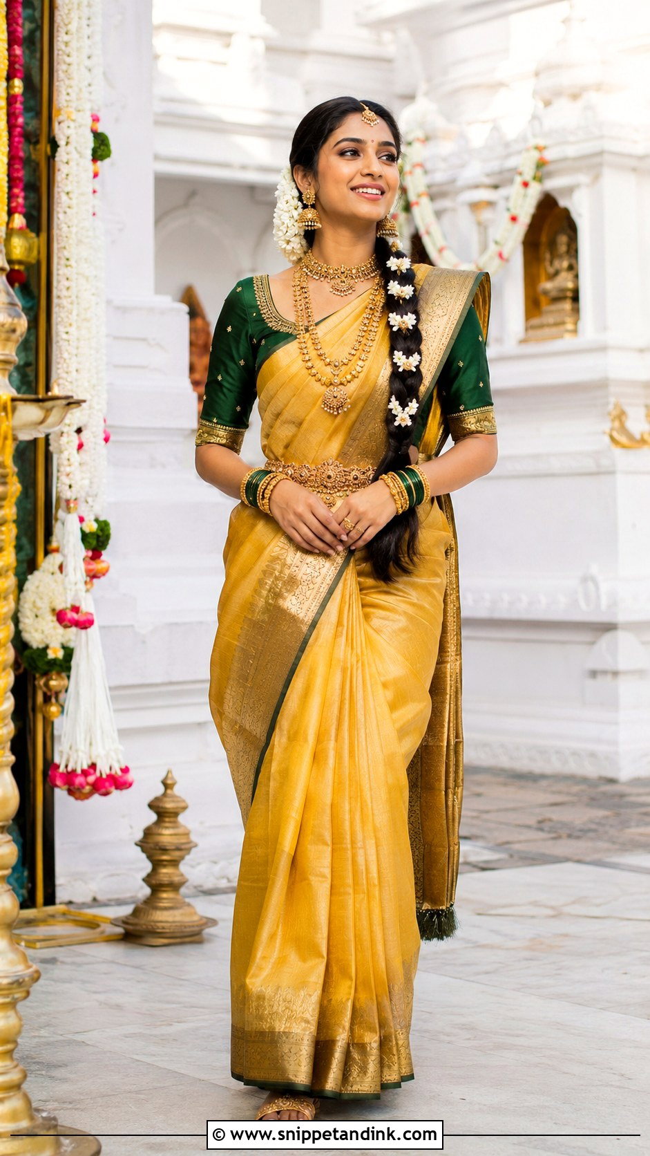 Yellow Bridal Silk Saree With Contrast Blouse - Snippet and Ink - 20 Yellow Bride Ideas