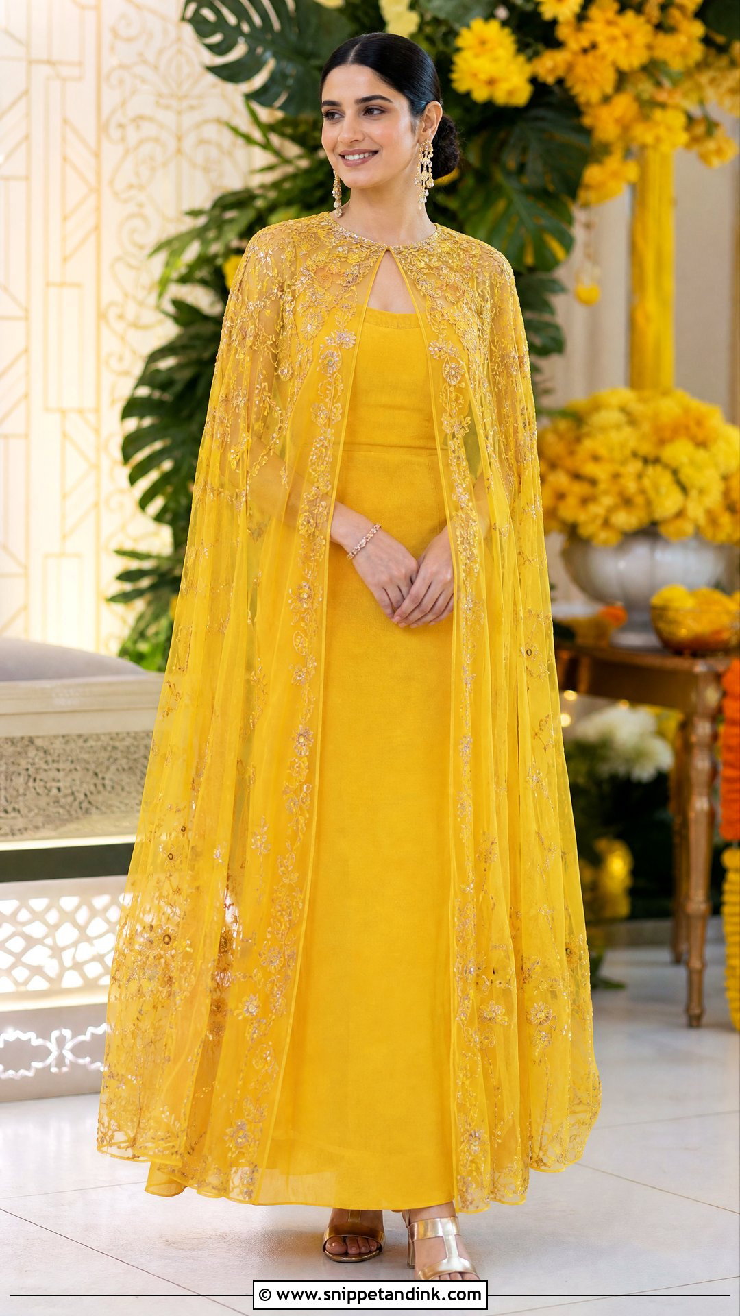 Yellow Cape Dress for Haldi - Snippet and Ink - 20 Yellow Dresses for Haldi