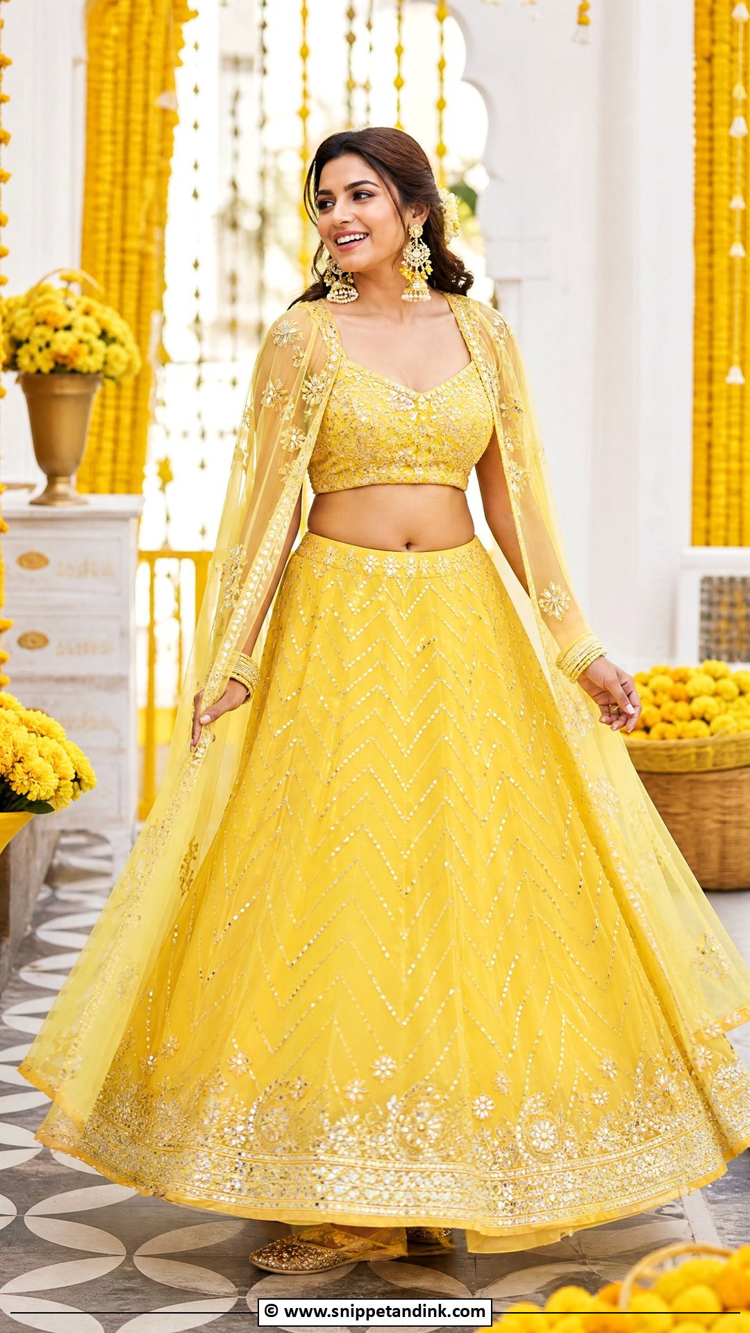 Yellow Cape Lehenga For Haldi - Snippet and Ink - 35 Haldi Outfits