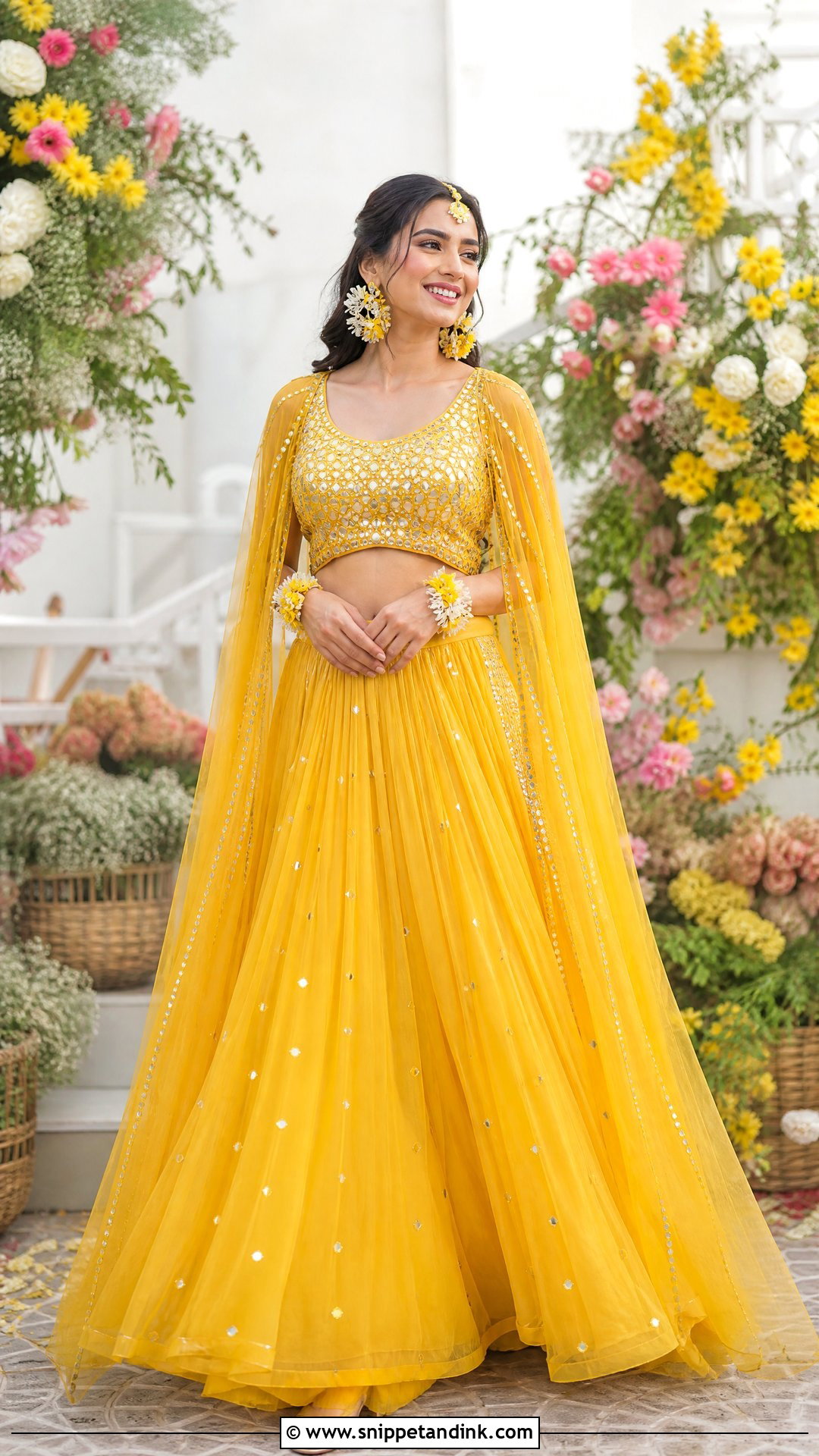 Yellow Cape Lehenga for Mehndi - Snippet and Ink - 25 Dresses for Mehndi Function