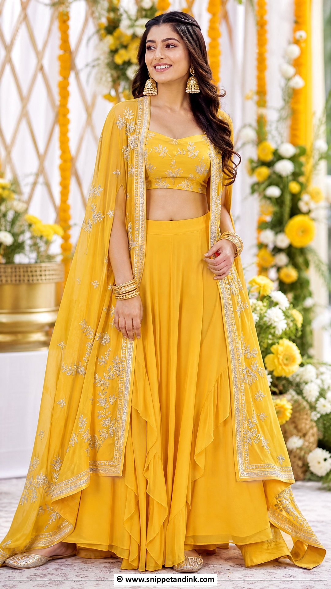 Yellow Cape Set Haldi Outfit - Snippet and Ink - 35 Haldi Outfit Ideas