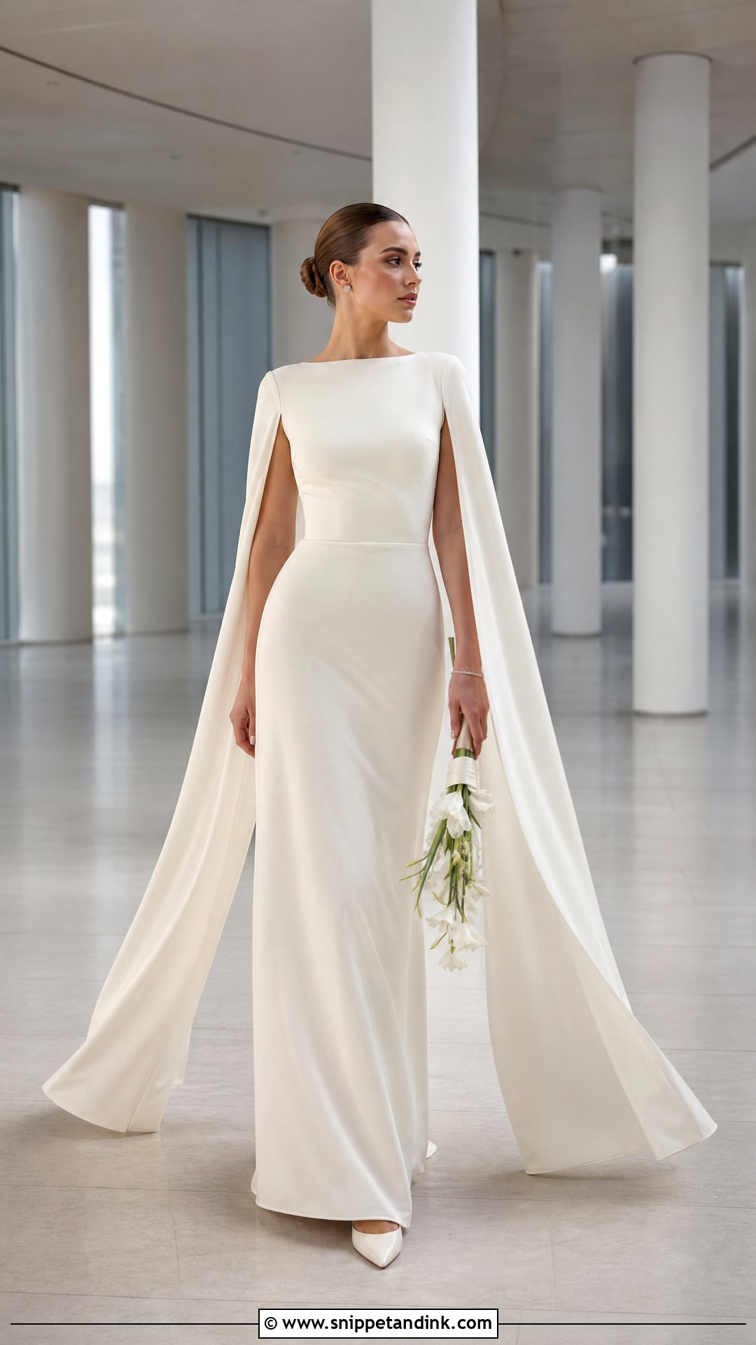 Yellow Cape Sleeve Bridal Gown - Snippet and Ink - 20 Yellow Bridal Dress Ideas