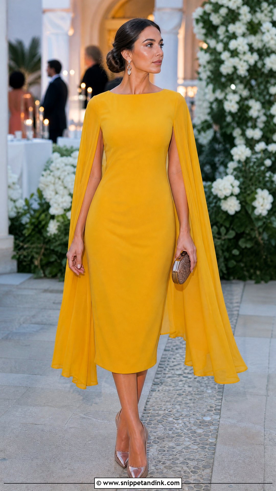 Yellow Cape Sleeve Dress - Snippet and Ink - 20 Yellow Dresses for Wedding