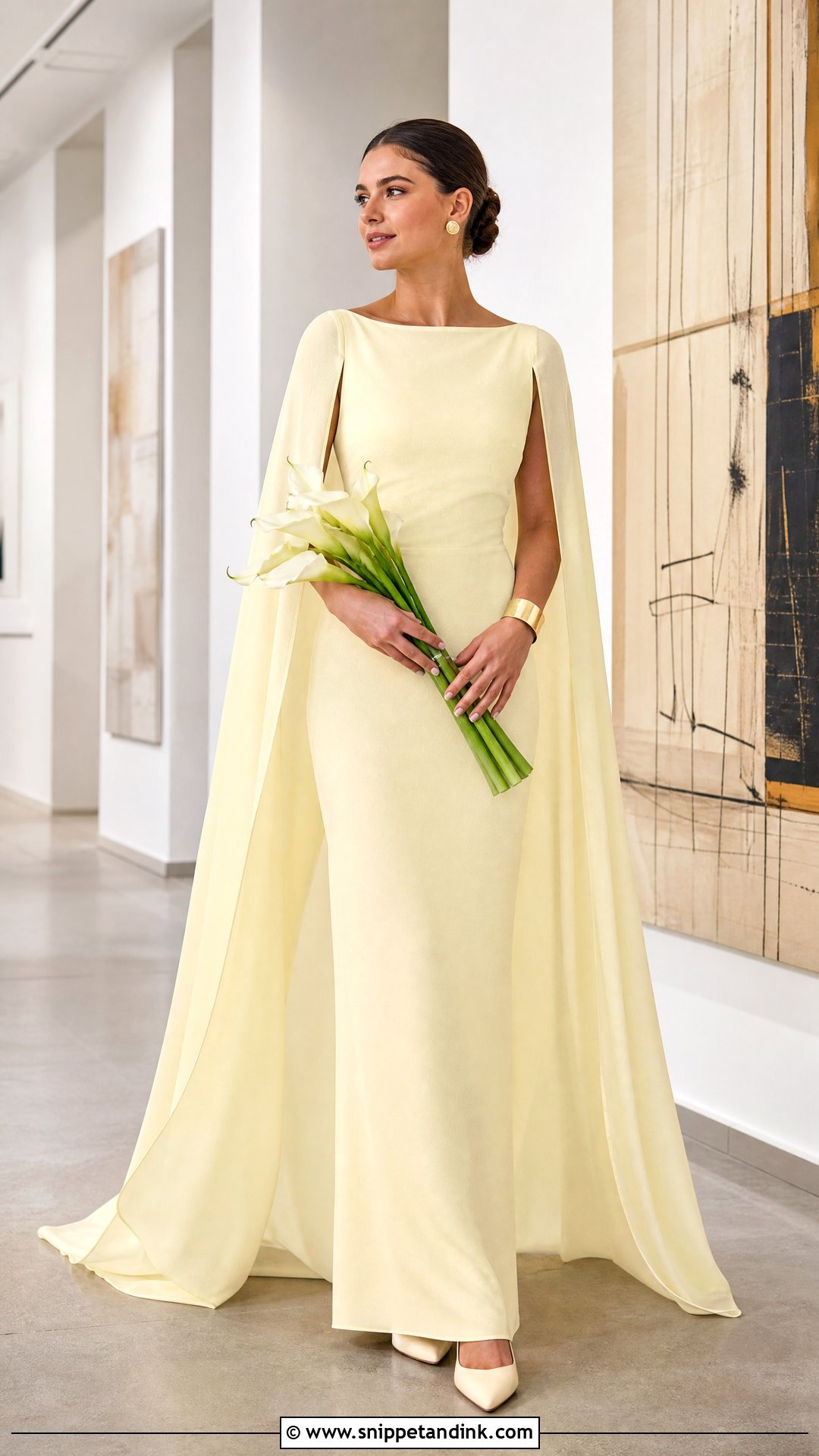 Yellow Cape Sleeve Wedding Dress - Snippet and Ink - 20 Yellow Wedding Dress the Bride Ideas