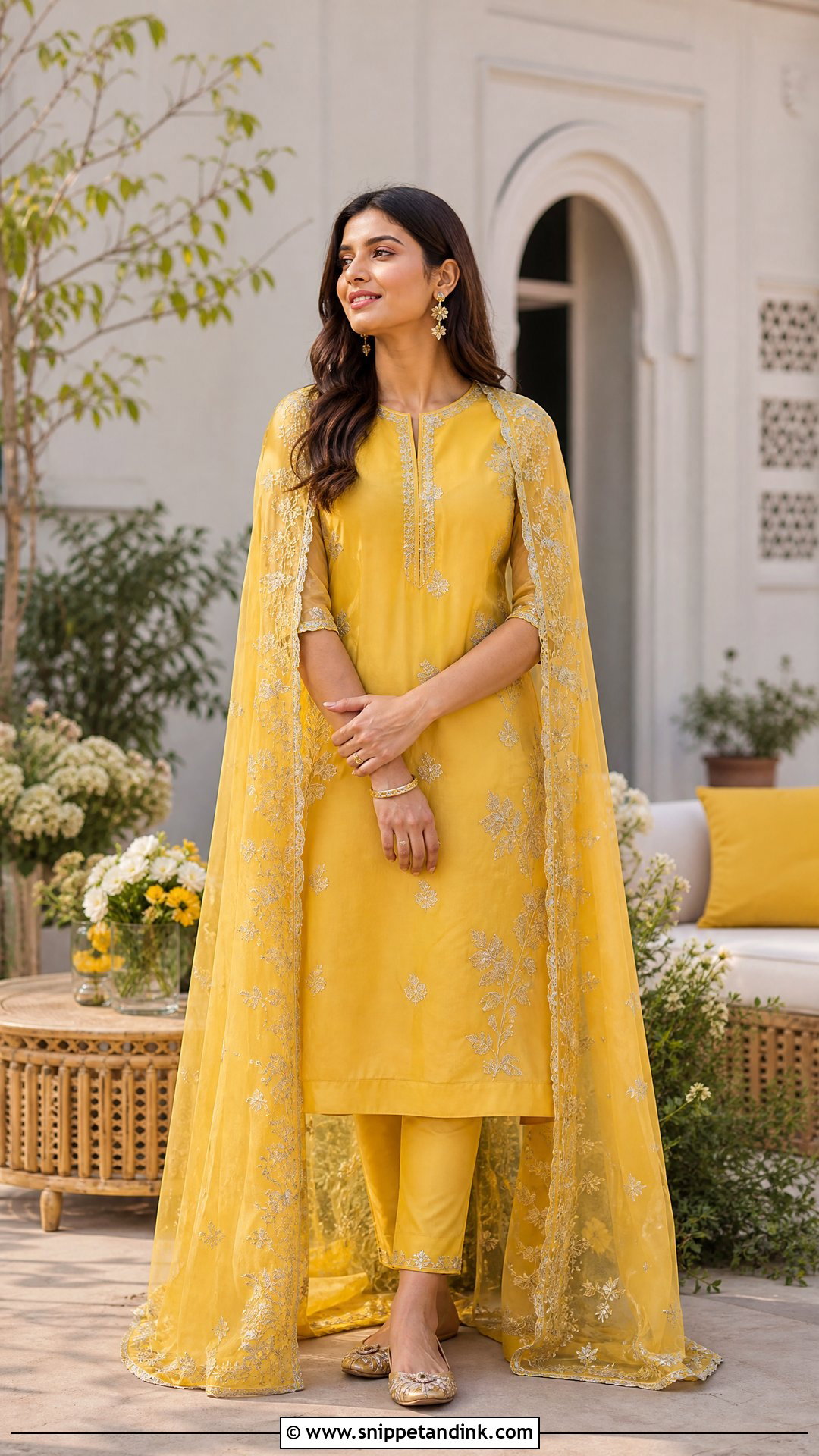 Yellow Cape Suit For Haldi Function - Snippet and Ink - 25 Yellow Suit for Haldi Function Ideas