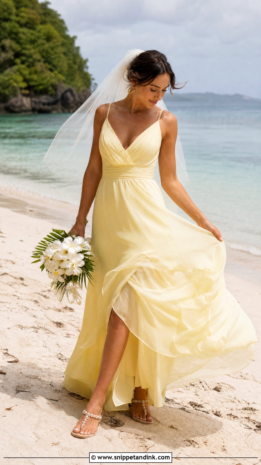 Yellow Chiffon Beach Wedding Dress - Snippet and Ink - 20 Yellow Wedding Dress the Bride Ideas