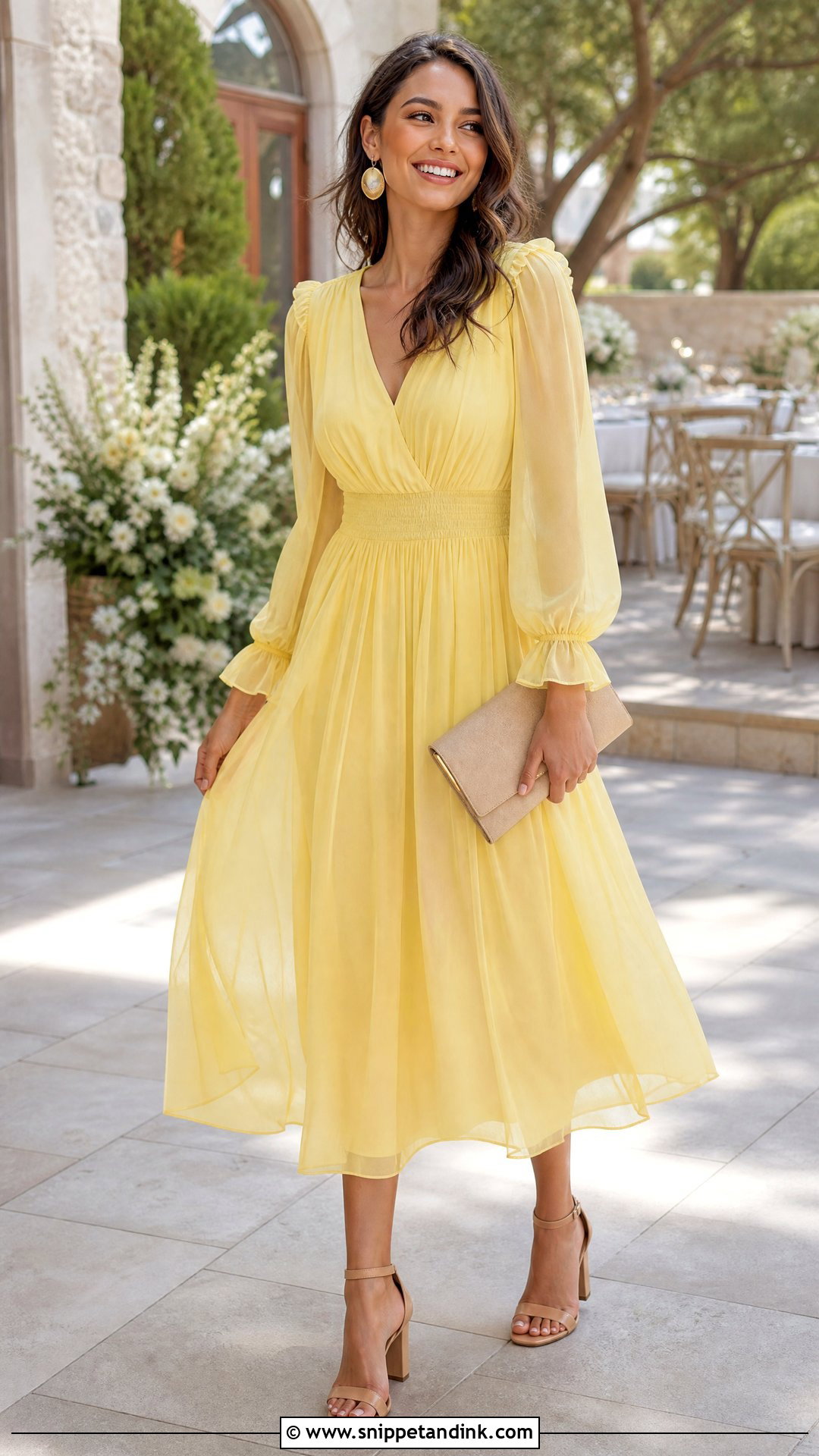 Yellow Chiffon Spring Wedding Dress - Snippet and Ink - 20 Spring Wedding Dresses