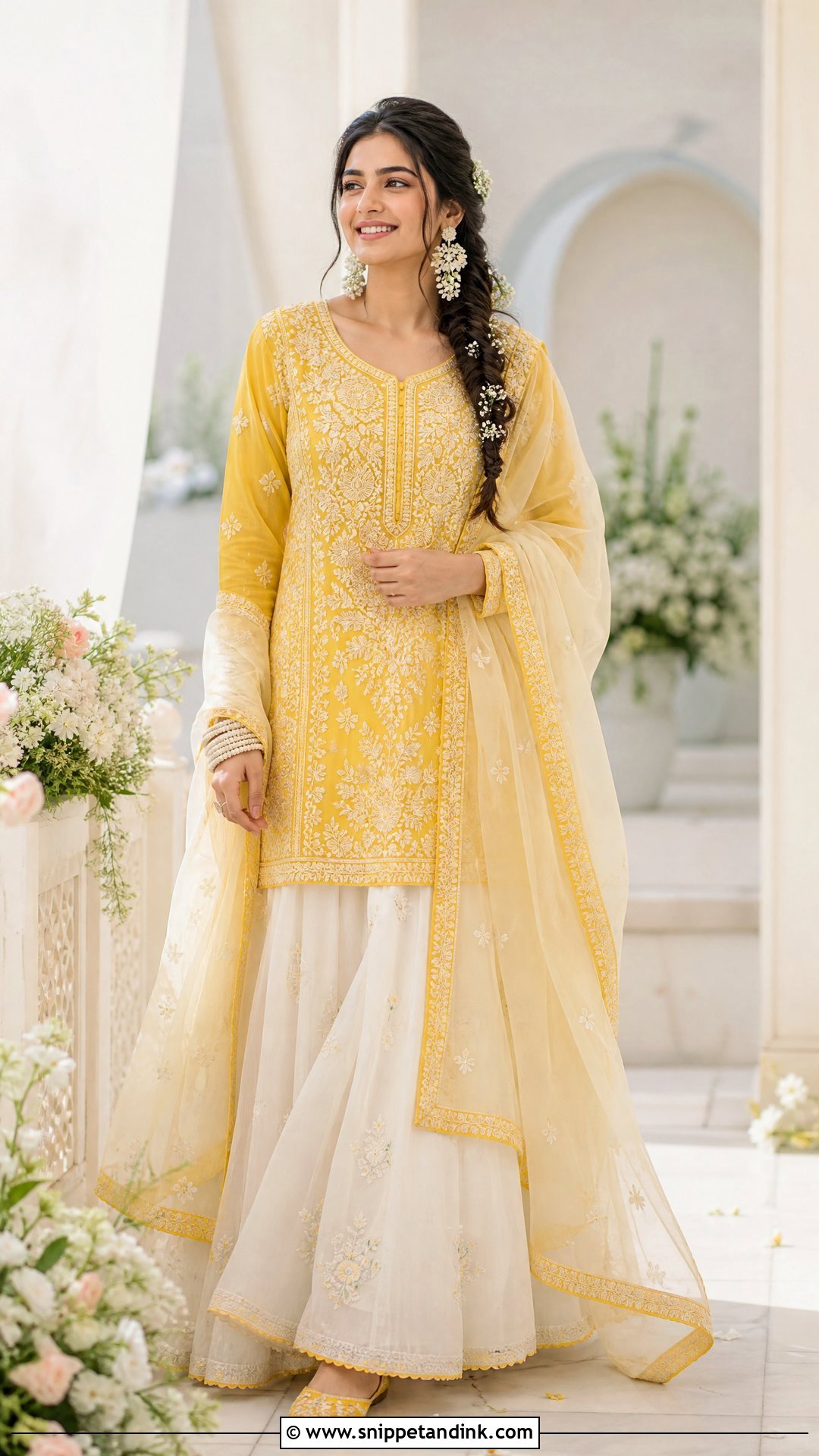 Yellow Chikankari Haldi Skirt Set - Snippet and Ink - 20 Unique Haldi Outfit for Bride Ideas