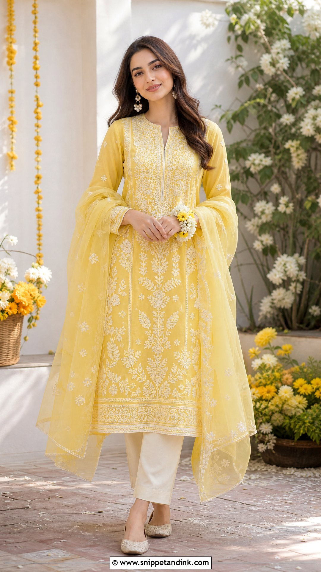 Yellow Chikankari Kurta Dress for Haldi - Snippet and Ink - 20 Yellow Dresses for Haldi