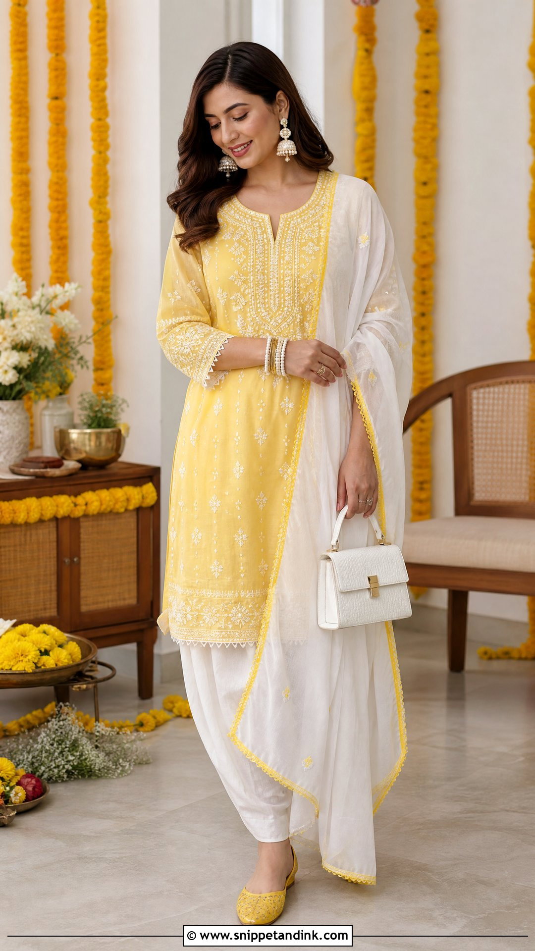 Yellow Chikankari Kurta Haldi Outfit - Snippet and Ink - 20 Pakistani Haldi Outfit Ideas