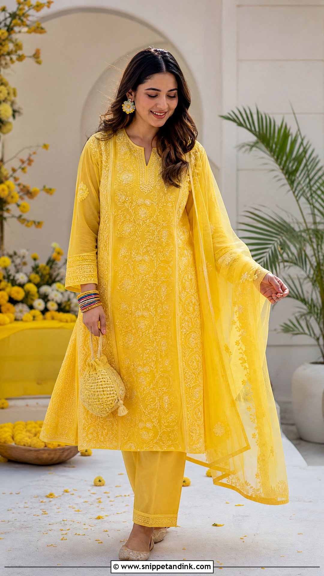 Yellow Chikankari Kurta Set - Snippet and Ink - 20 Kurta Sets for Women Wedding Ideas