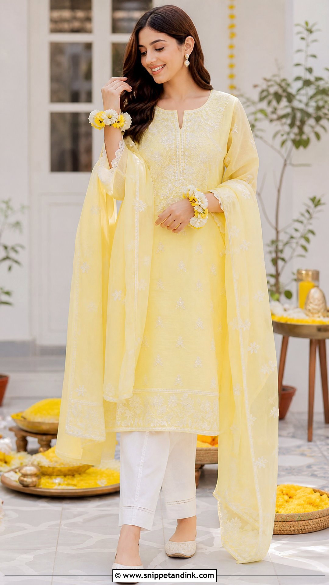 Yellow Chikankari Suit For Haldi Function - Snippet and Ink - 25 Yellow Suit for Haldi Function Ideas