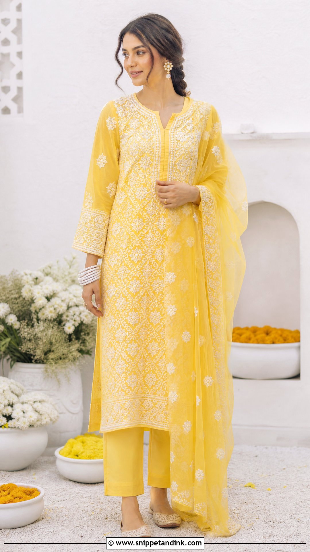 Yellow Chikankari Suit for Haldi Ceremony - Snippet and Ink - 20 Suit for Haldi Ceremony Ideas