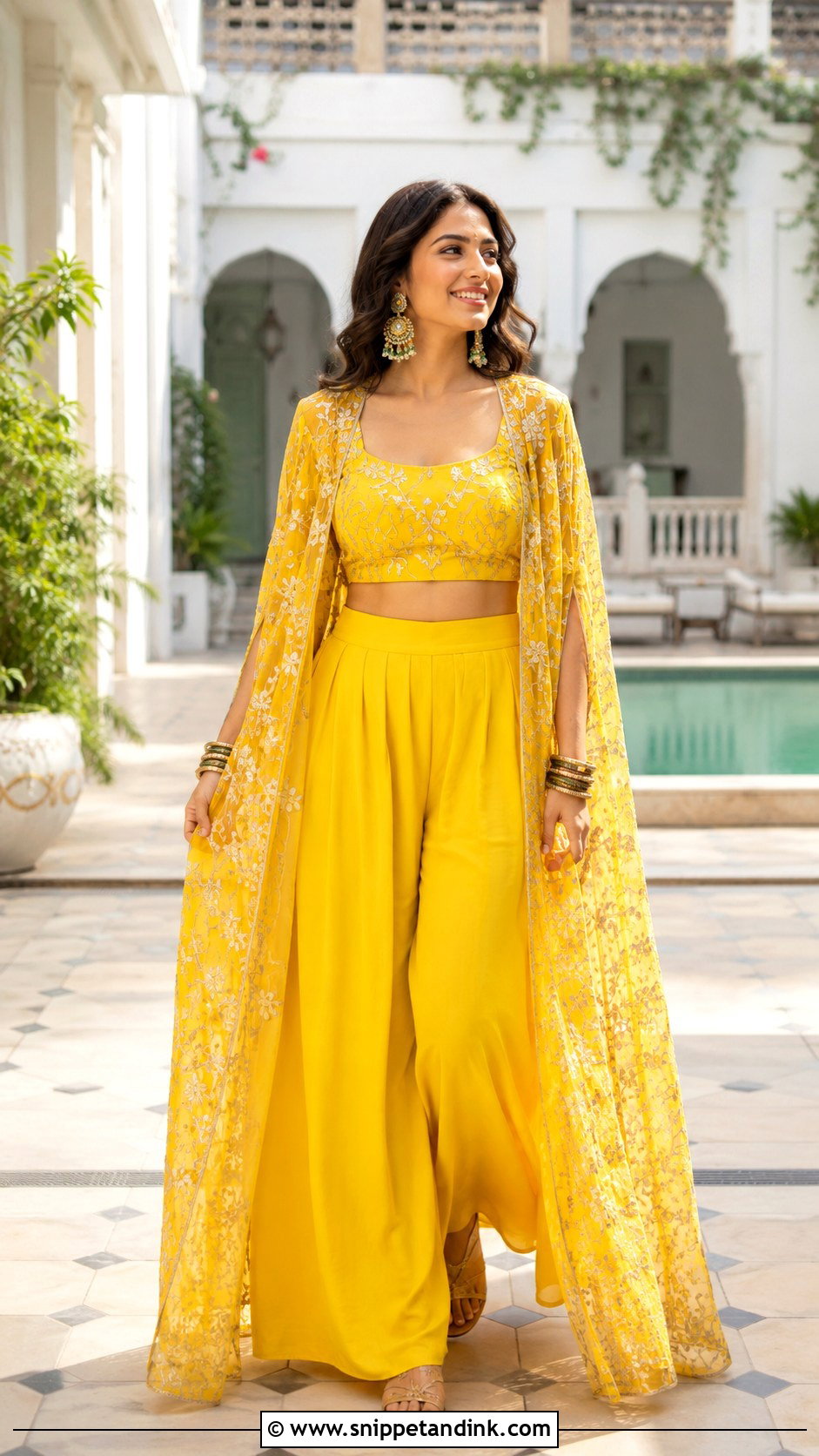 Yellow Co Ord Set For Haldi - Snippet and Ink - 25 Haldi Dress for Bride Sister Ideas