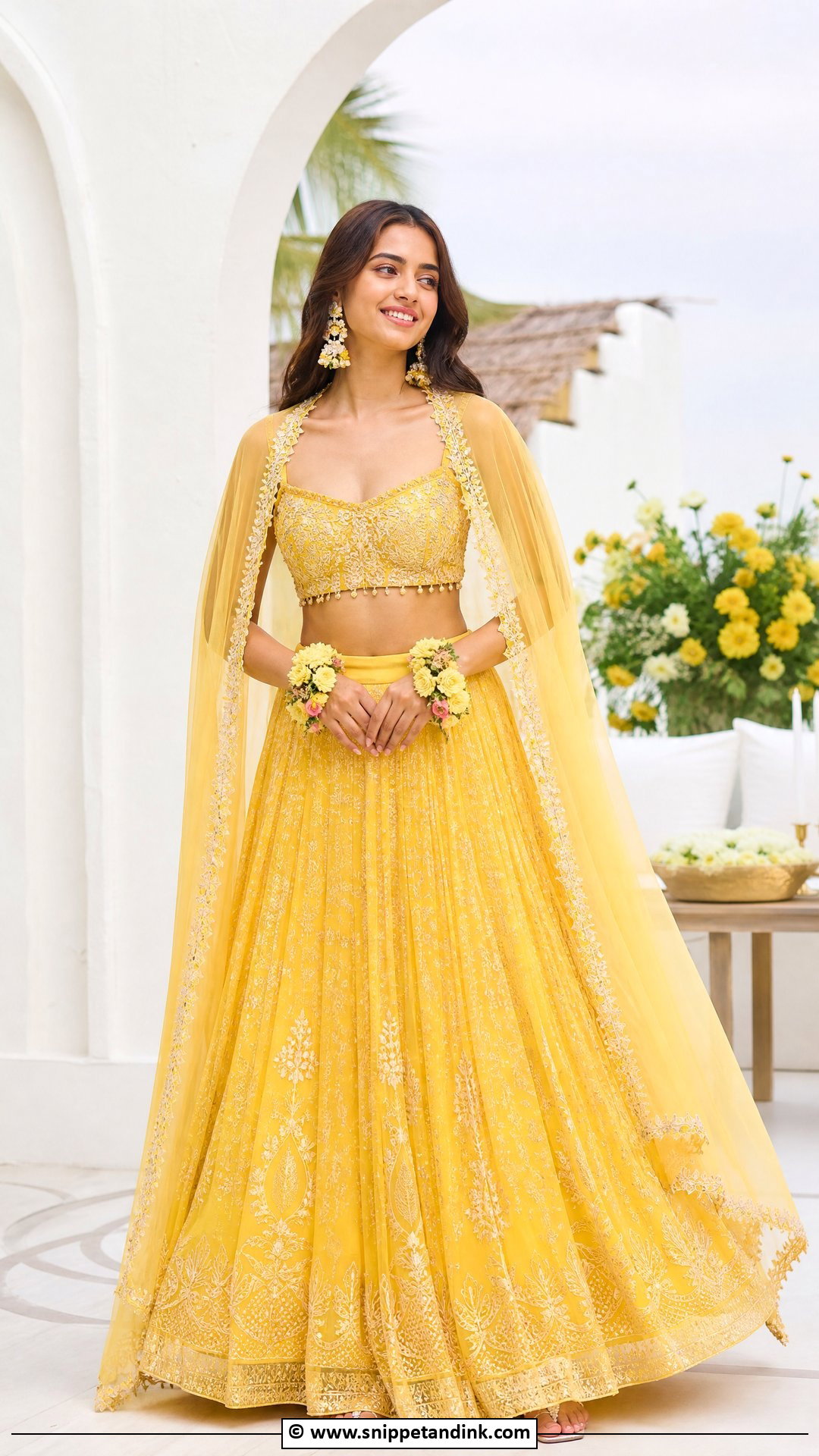Yellow Co Ord Set For Haldi Ceremony - Snippet and Ink - 35 Haldi Ceremony Outfit for Bride Ideas