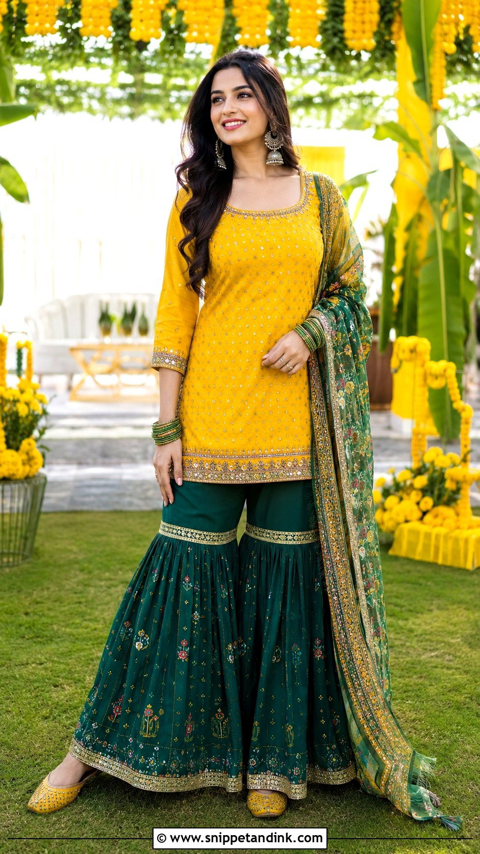 Yellow Co Ord Set Haldi Dress - Snippet and Ink - 20 Indian Haldi Ceremony Dresses