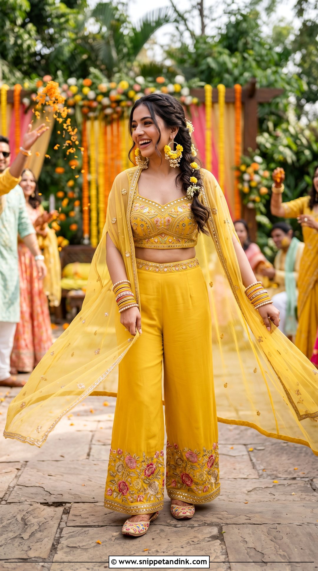 Yellow Co Ord Set Haldi Outfit - Snippet and Ink - 20 Bride Haldi Dress Ideas