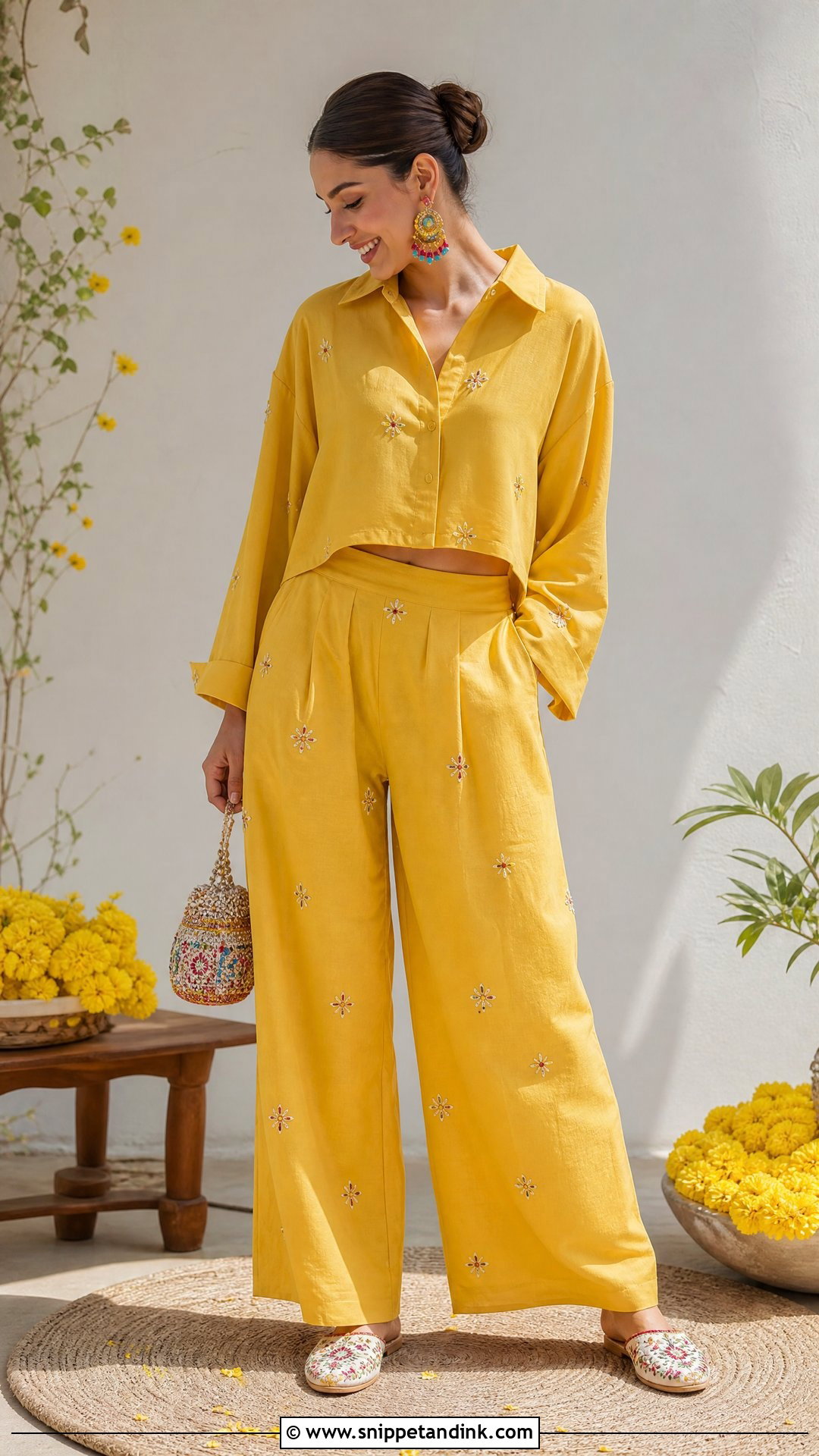 Yellow Co Ord Set Haldi Outfit - Snippet and Ink - 20 Haldi Western Outfit Ideas