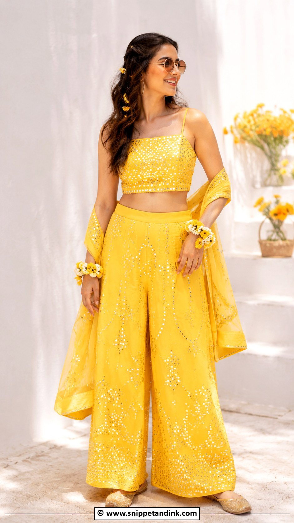 Yellow Co Ord Set Haldi Outfit - Snippet and Ink - 30 Unique Haldi Ceremony Outfit for Bride Ideas