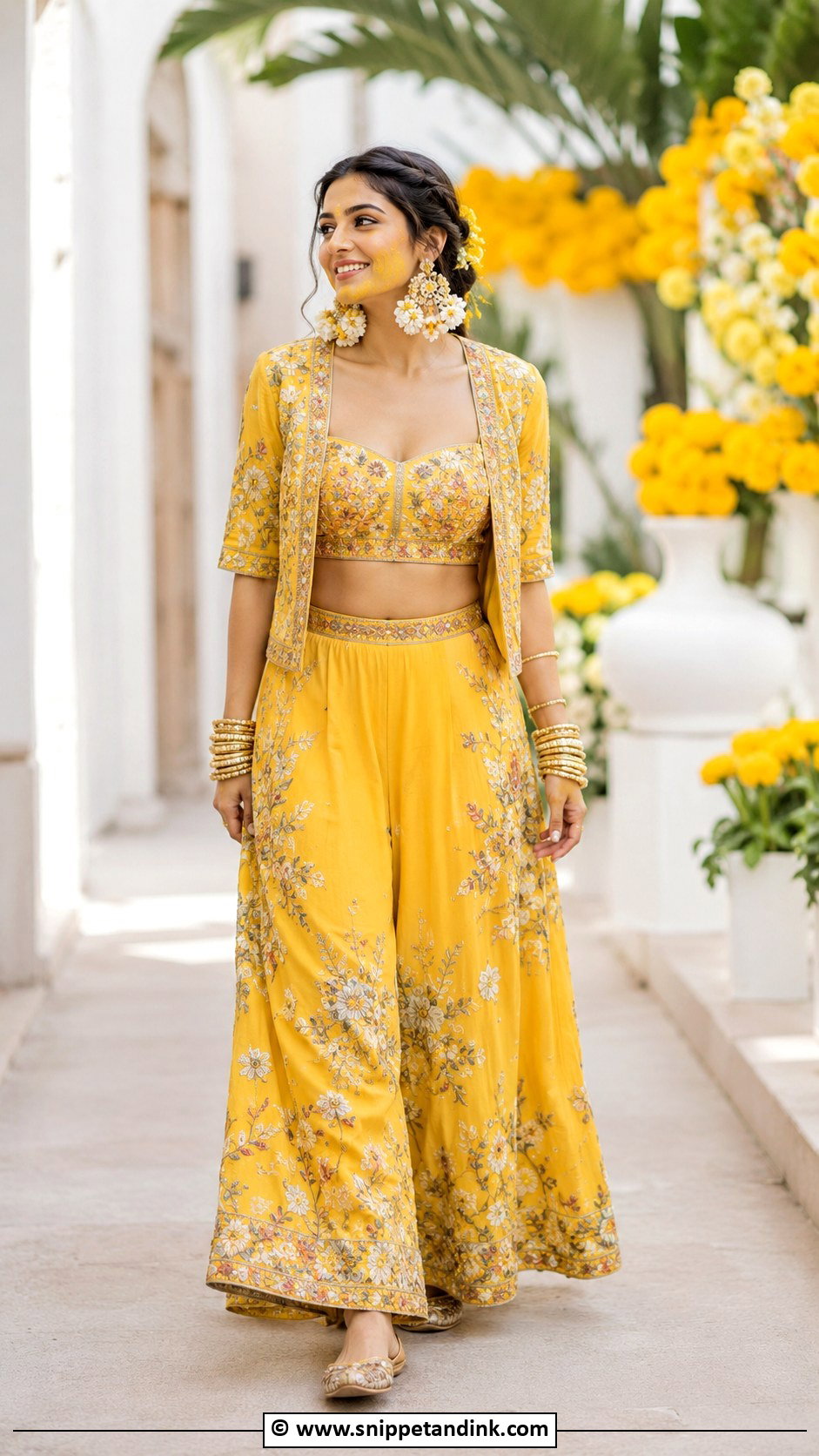 Yellow Co Ord Set for Haldi Bride - Snippet and Ink - 30 Unique Haldi Outfits for Bride
