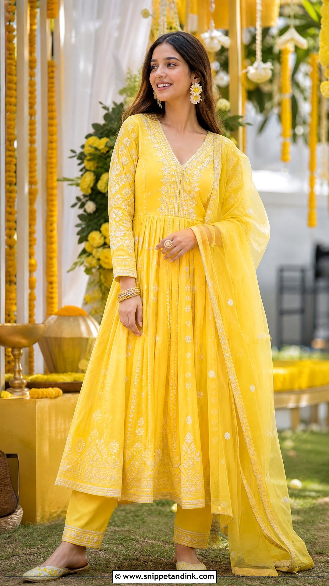 Yellow Cotton Anarkali Haldi Dress - Snippet and Ink - 20 Simple Haldi Dress Ideas for Sisters
