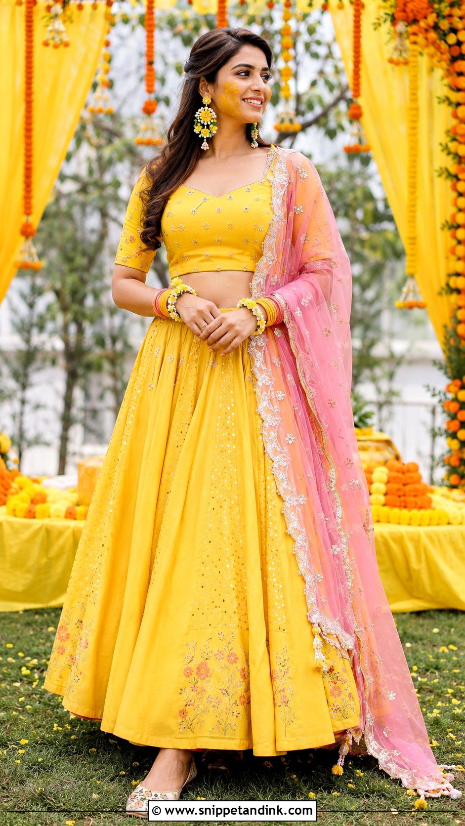 Yellow Cotton Lehenga Haldi Outfit - Snippet and Ink - 20 Haldi Outfit From Scratch Ideas