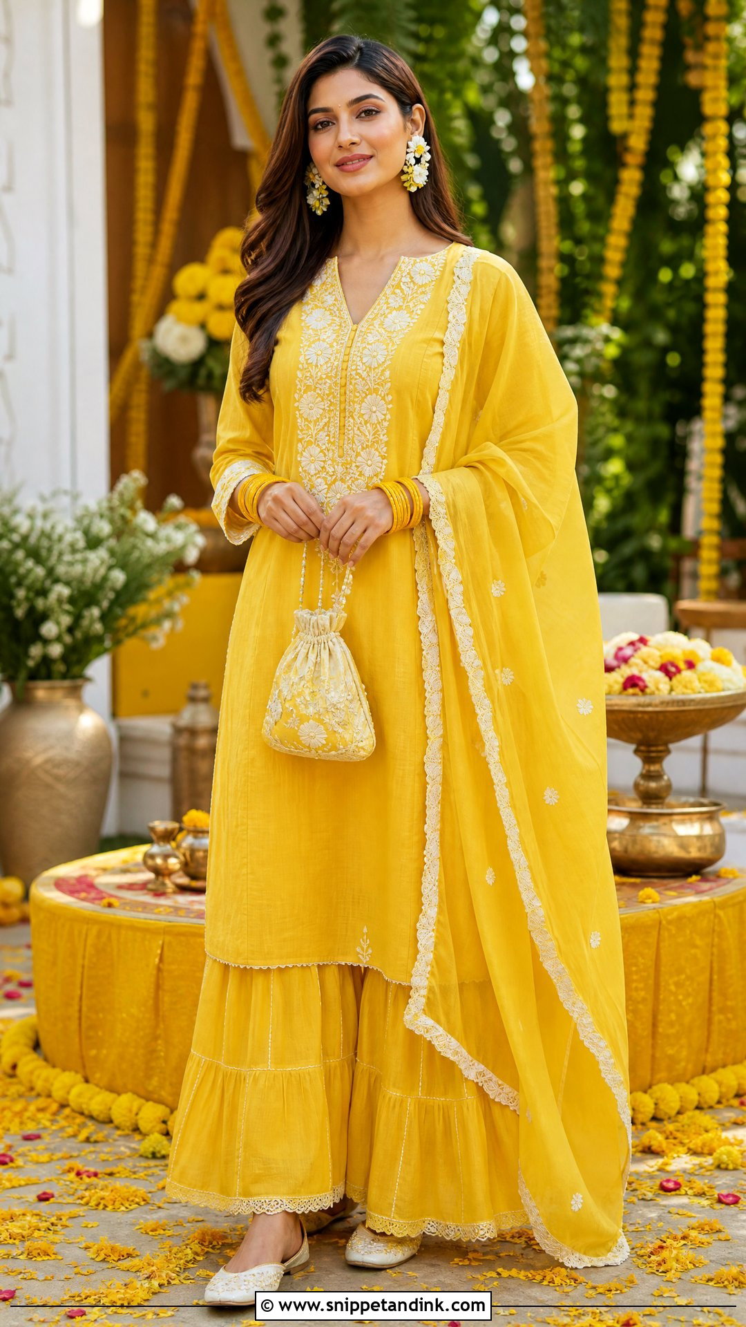 Yellow Cotton Palazzo Suit for Haldi - Snippet and Ink - 20 Yellow Plazo Suit for Haldi Ideas