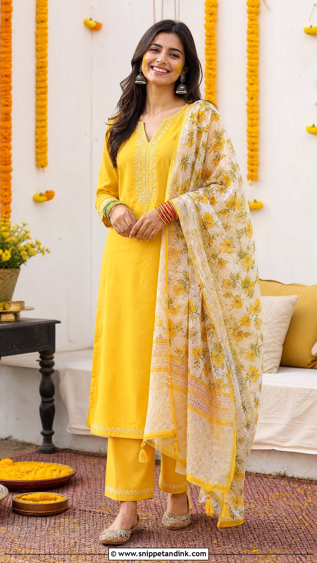 Yellow Cotton Suit For Haldi - Snippet and Ink - 25 Yellow Outfit for Haldi Function Ideas