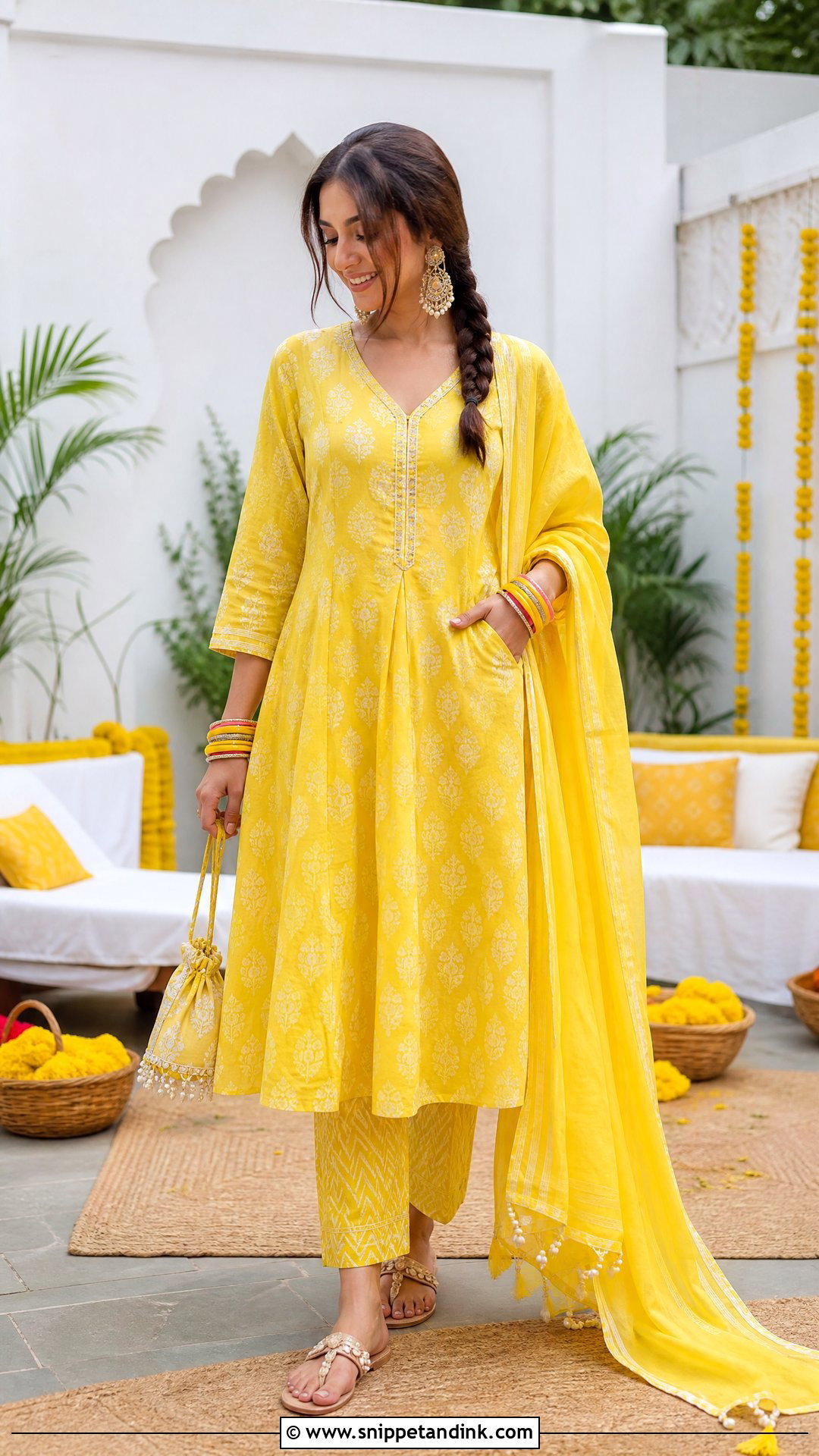 Yellow Cotton Suit for Haldi Ceremony - Snippet and Ink - 20 Suit for Haldi Ceremony Ideas
