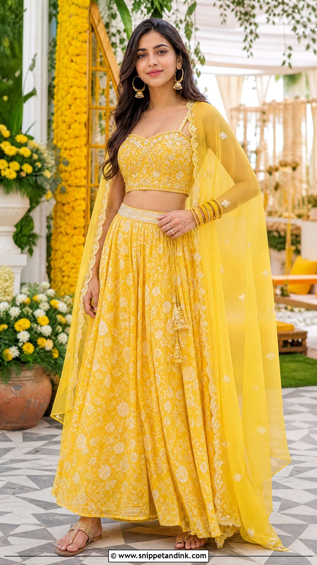 Yellow Crop Top and Skirt for Haldi Function - Snippet and Ink - 20 Yellow Dress for Haldi Function for Sister Ideas