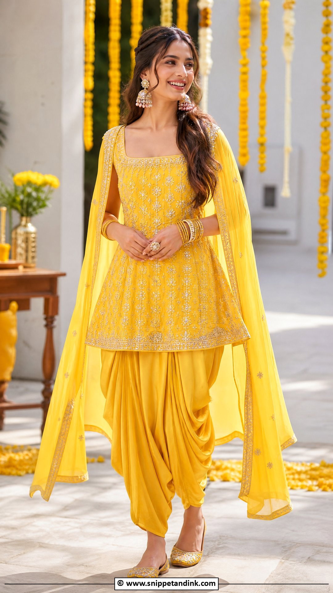 Yellow Dhoti Kurta For Haldi - Snippet and Ink - 35 Haldi Outfits