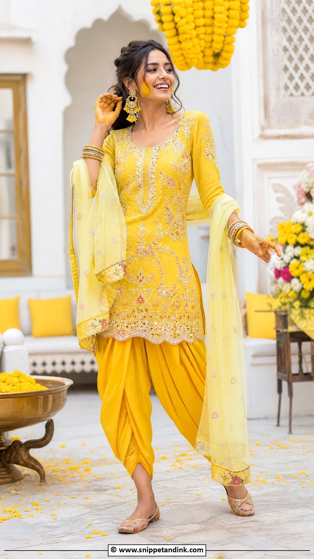 Yellow Dhoti Kurta Haldi Outfit - Snippet and Ink - 35 Haldi Outfits for Sister