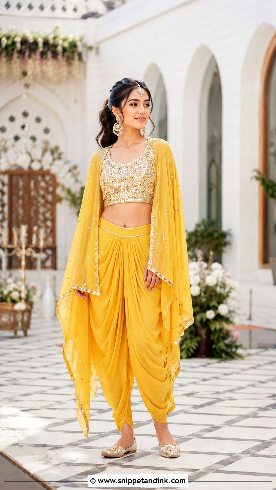 Yellow Dhoti Pant Mehendi Dress - Snippet and Ink - 20 Bridal Mehendi Dress Ideas