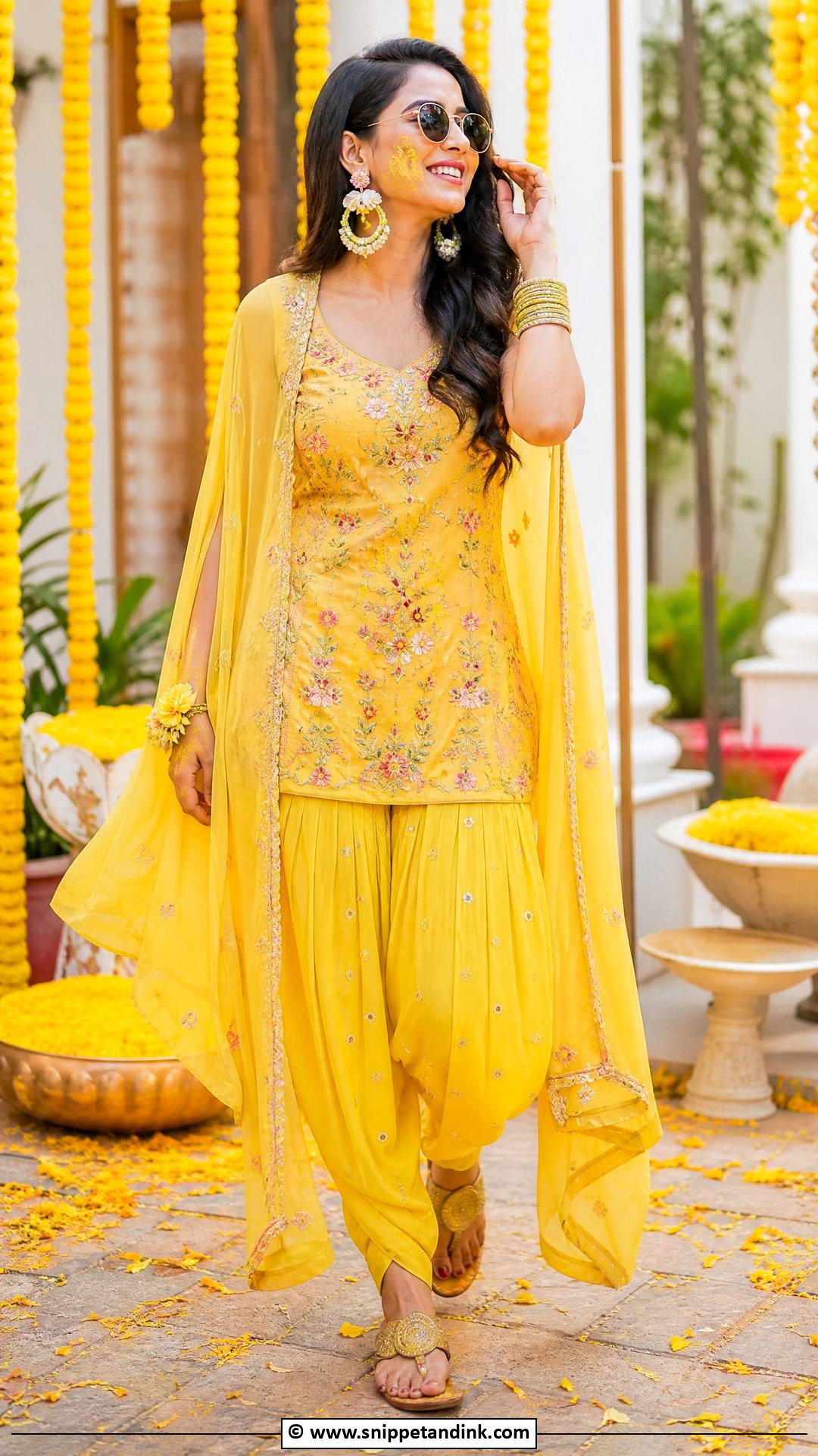 Yellow Dhoti Pants Haldi Outfit - Snippet and Ink - 35 Haldi Outfit Ideas