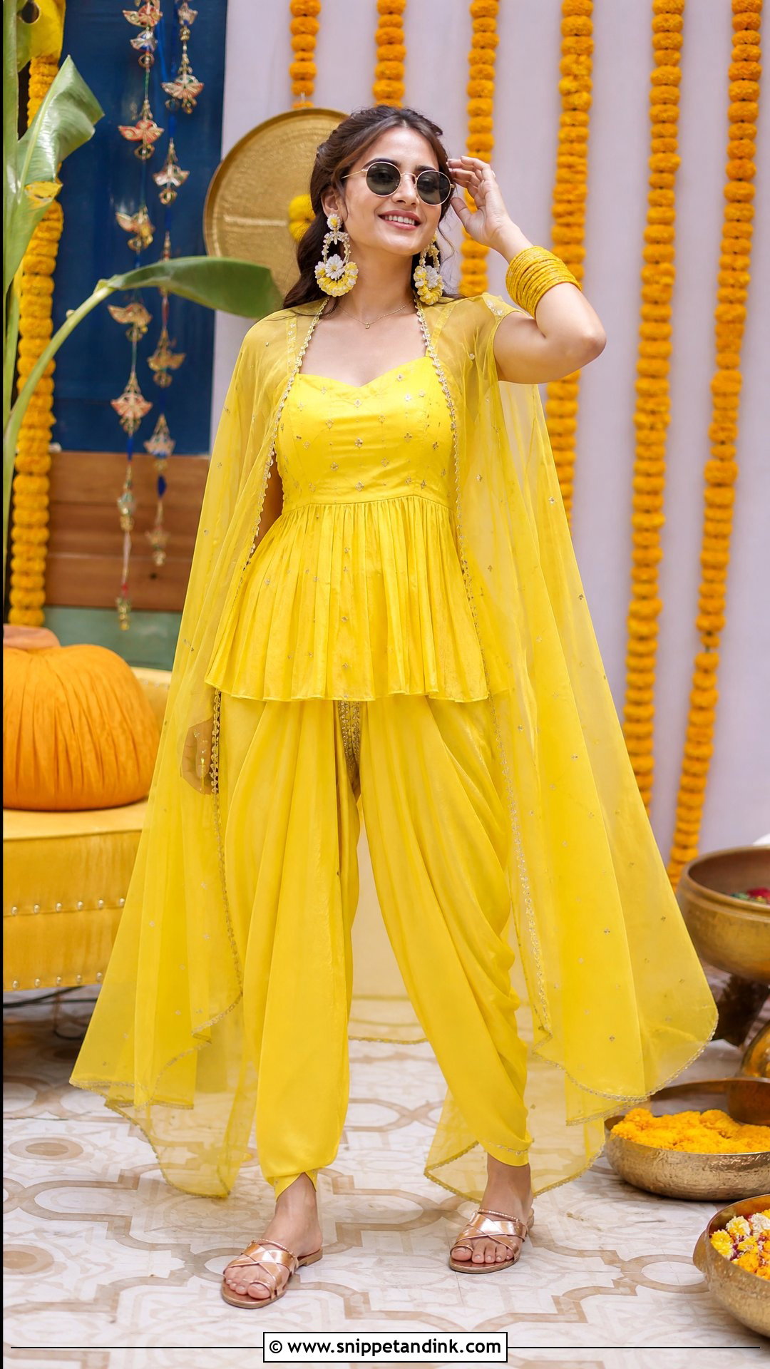 Yellow Dhoti Set Haldi Outfit - Snippet and Ink - 25 Haldi Mehendi Outfit Ideas