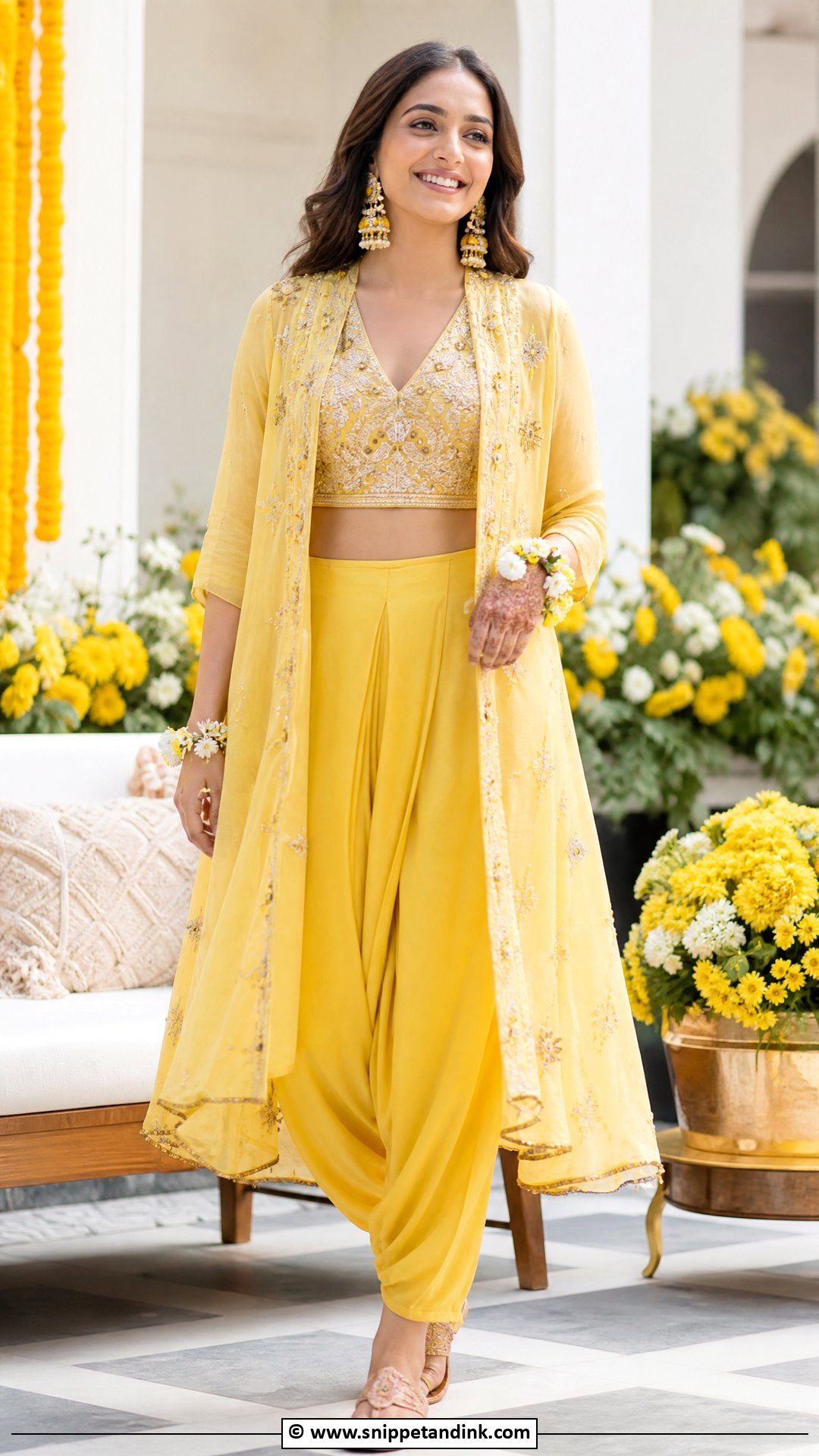 Yellow Dhoti Set for Haldi Bride - Snippet and Ink - 35 Haldi Outfits for Bride